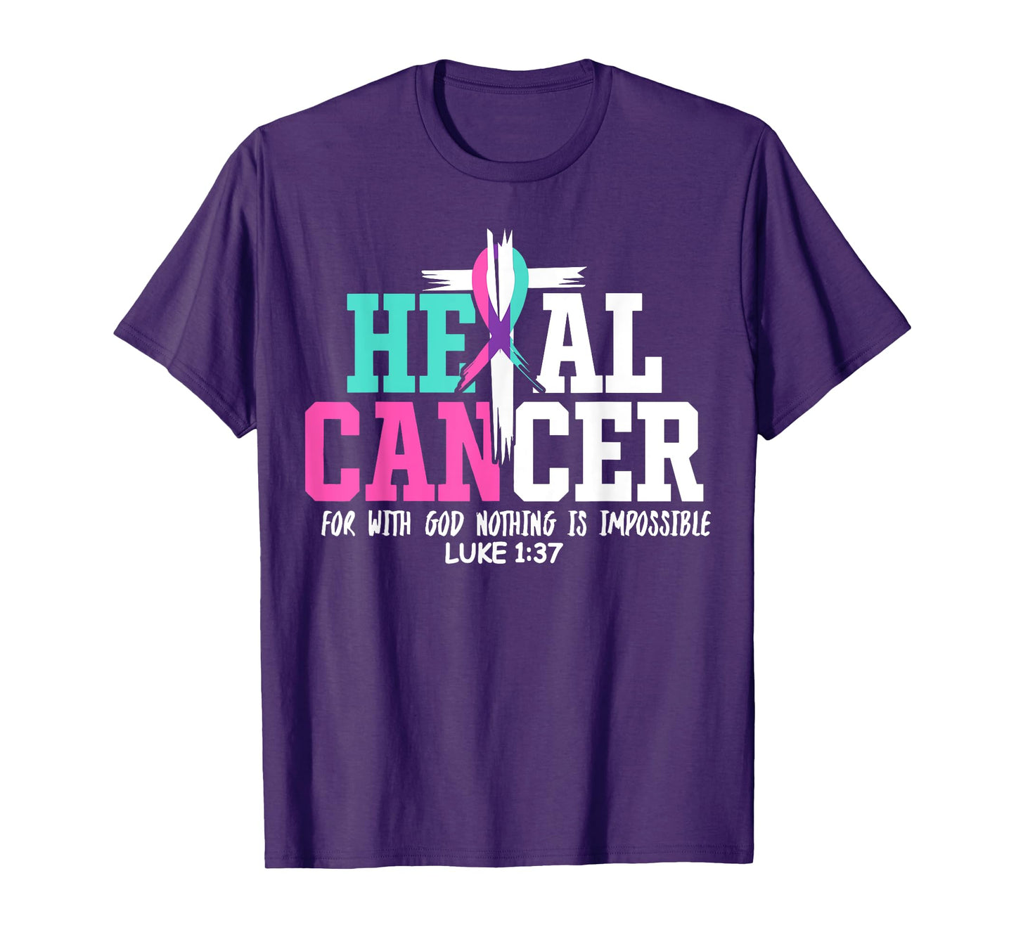 Heal Cancer Believe God Christian Thyroid Cancer Awareness T-Shirt