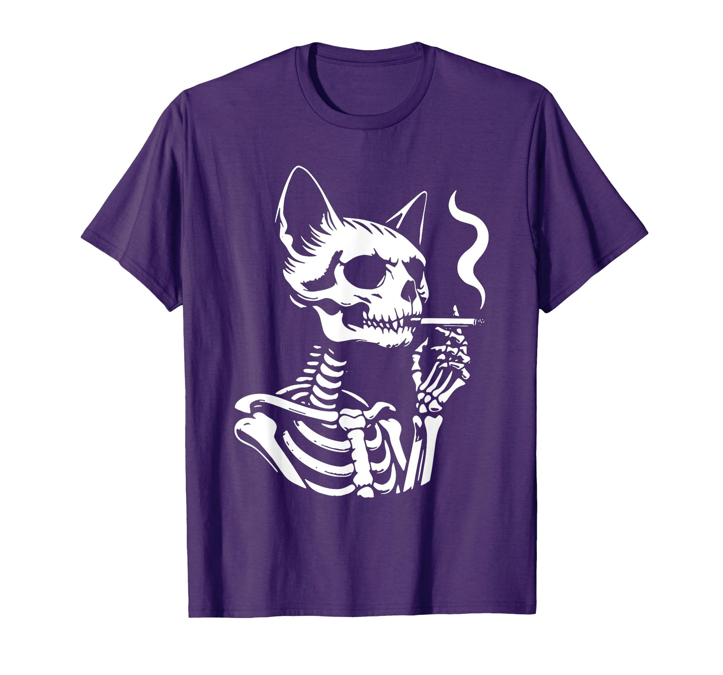 Spooky Skeleton Cat Smoking Weed Marijuana 420 Day Halloween T-Shirt