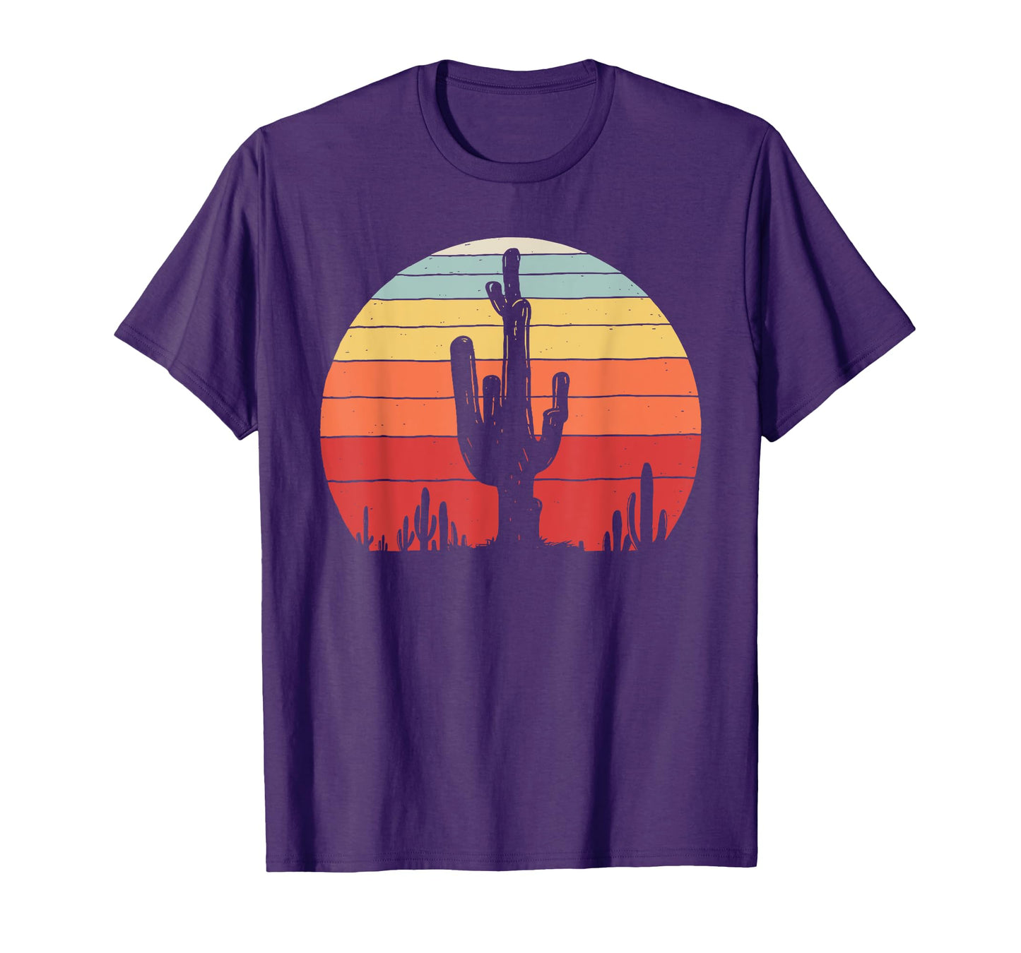 Vintage Retro Saguaro Cactus Sunset Opuntia Cactaceae T-Shirt
