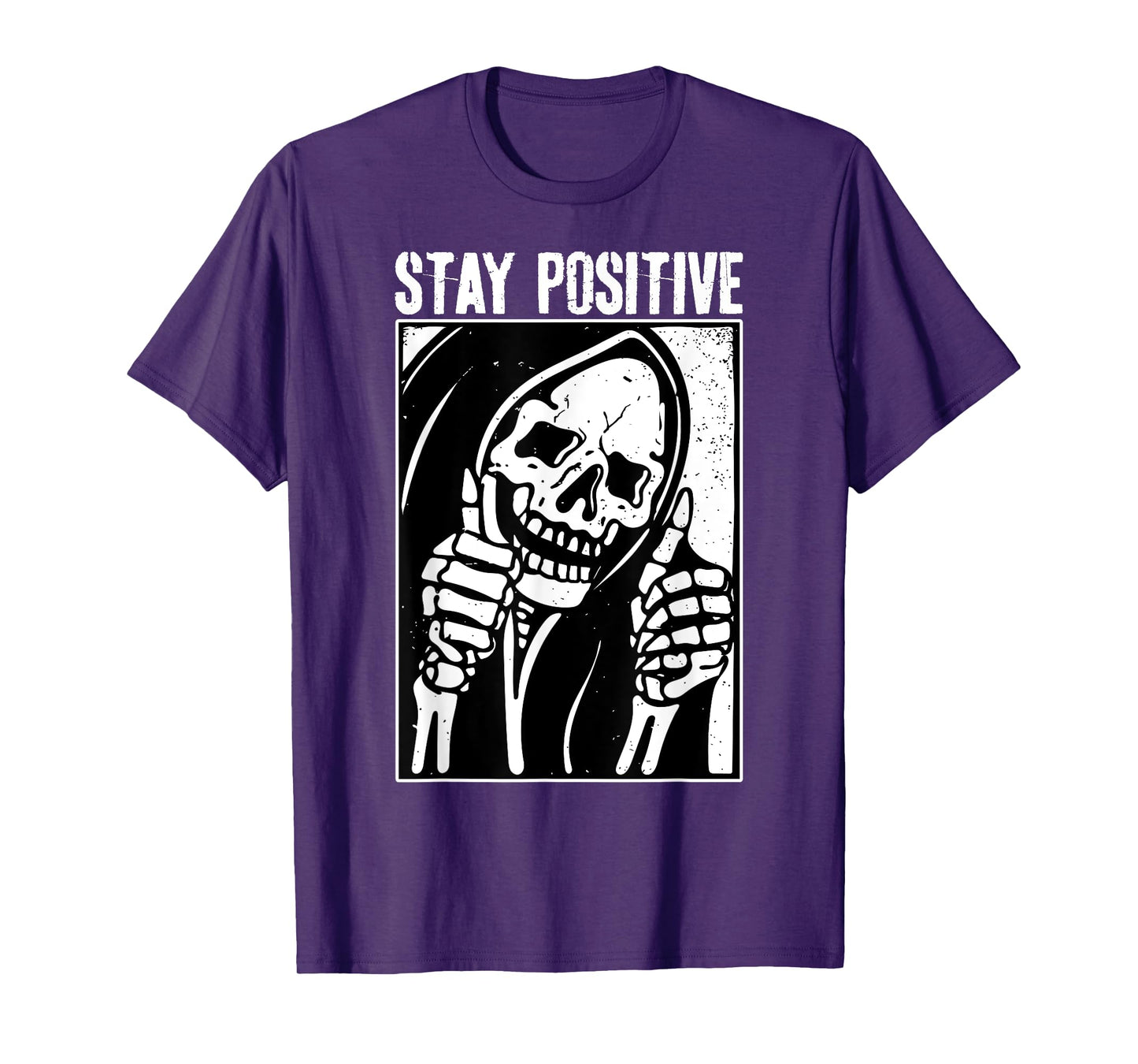 Funny Skull Stay Positive Skeleton Halloween Motivational T-Shirt