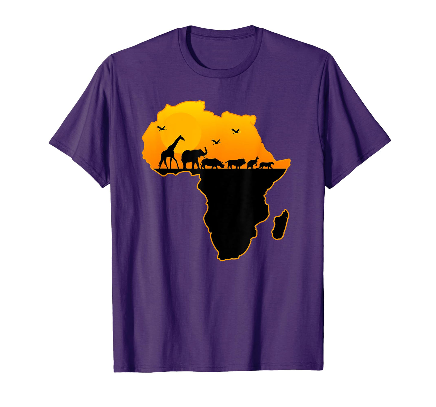 Exotic Safari Animals Silhouette Sizzling Africa Continent T-Shirt