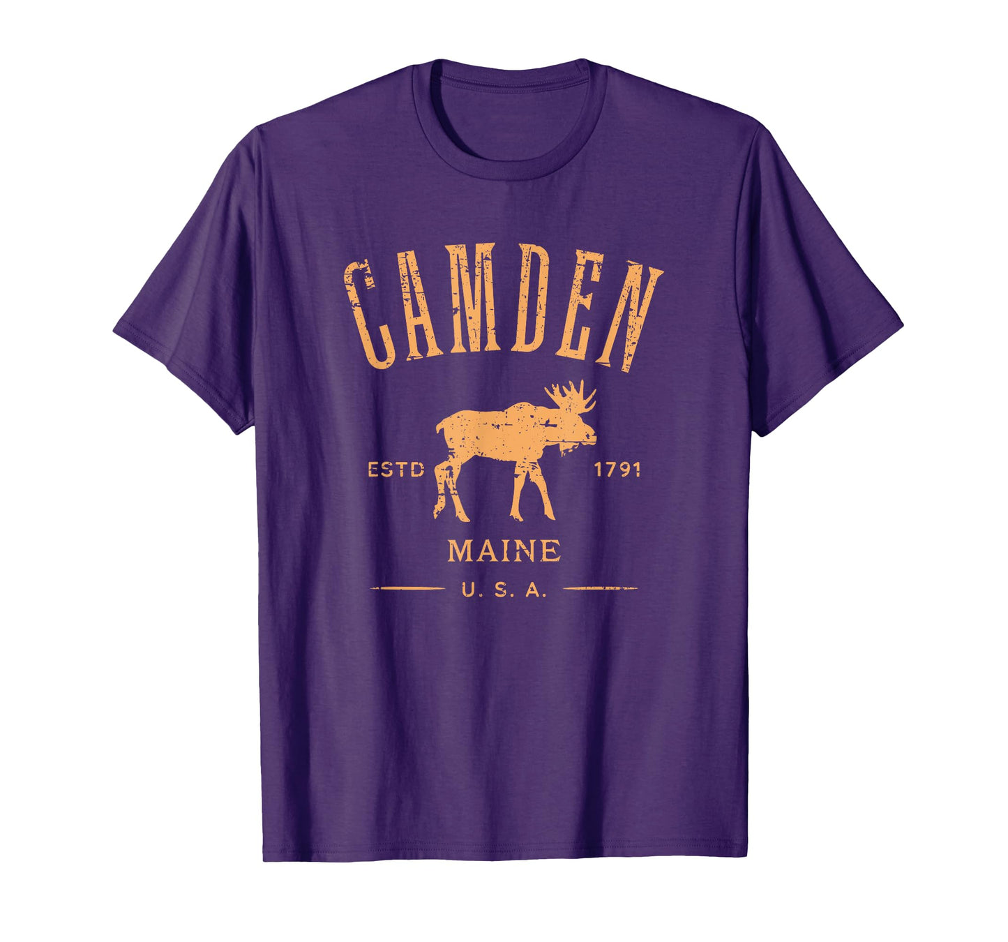 Camden Maine USA with Moose Distressed Design Souvenir T-Shirt