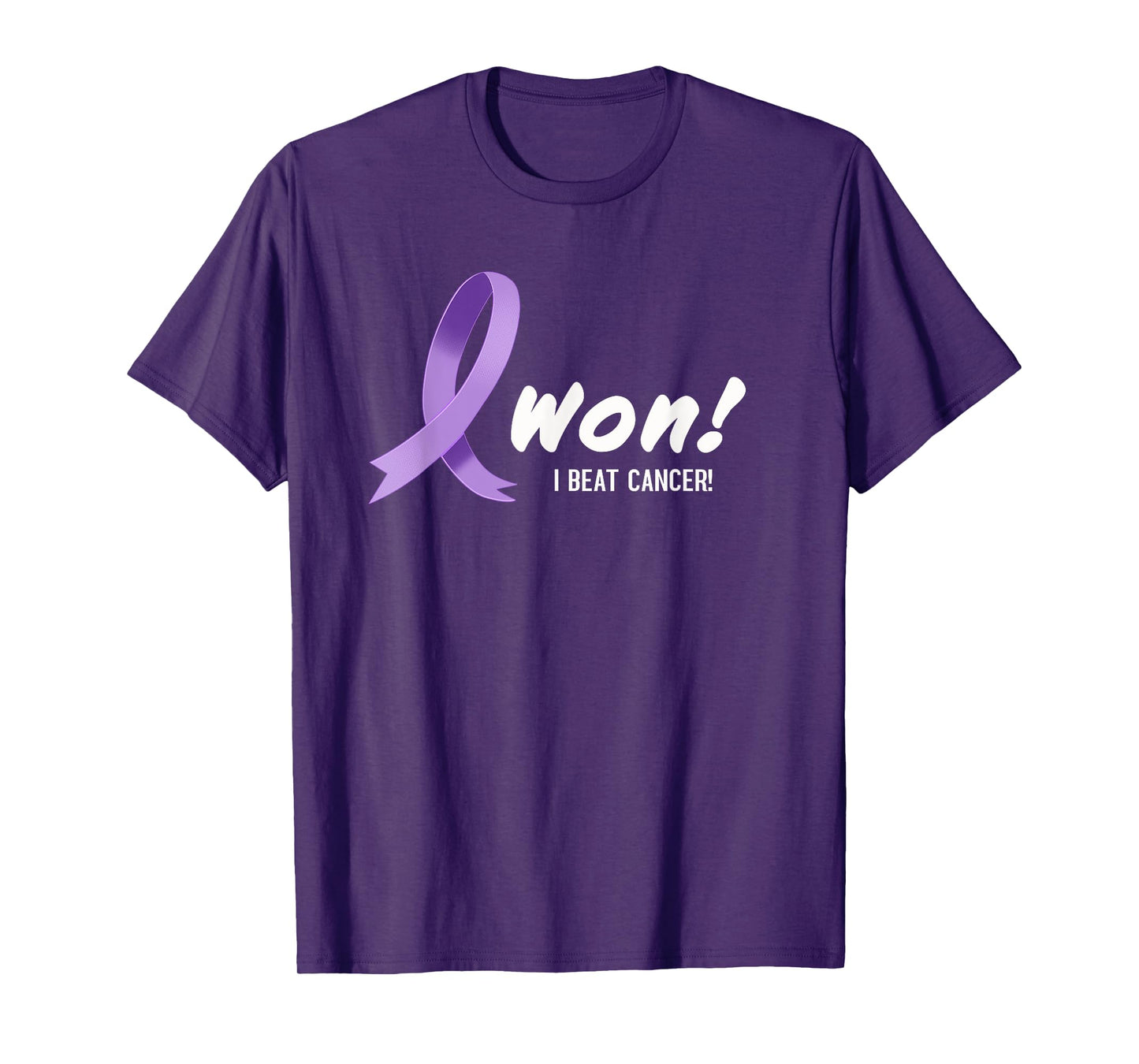I Beat Cancer, I Won! Lavender Ribbon For All Types Cancer T-Shirt