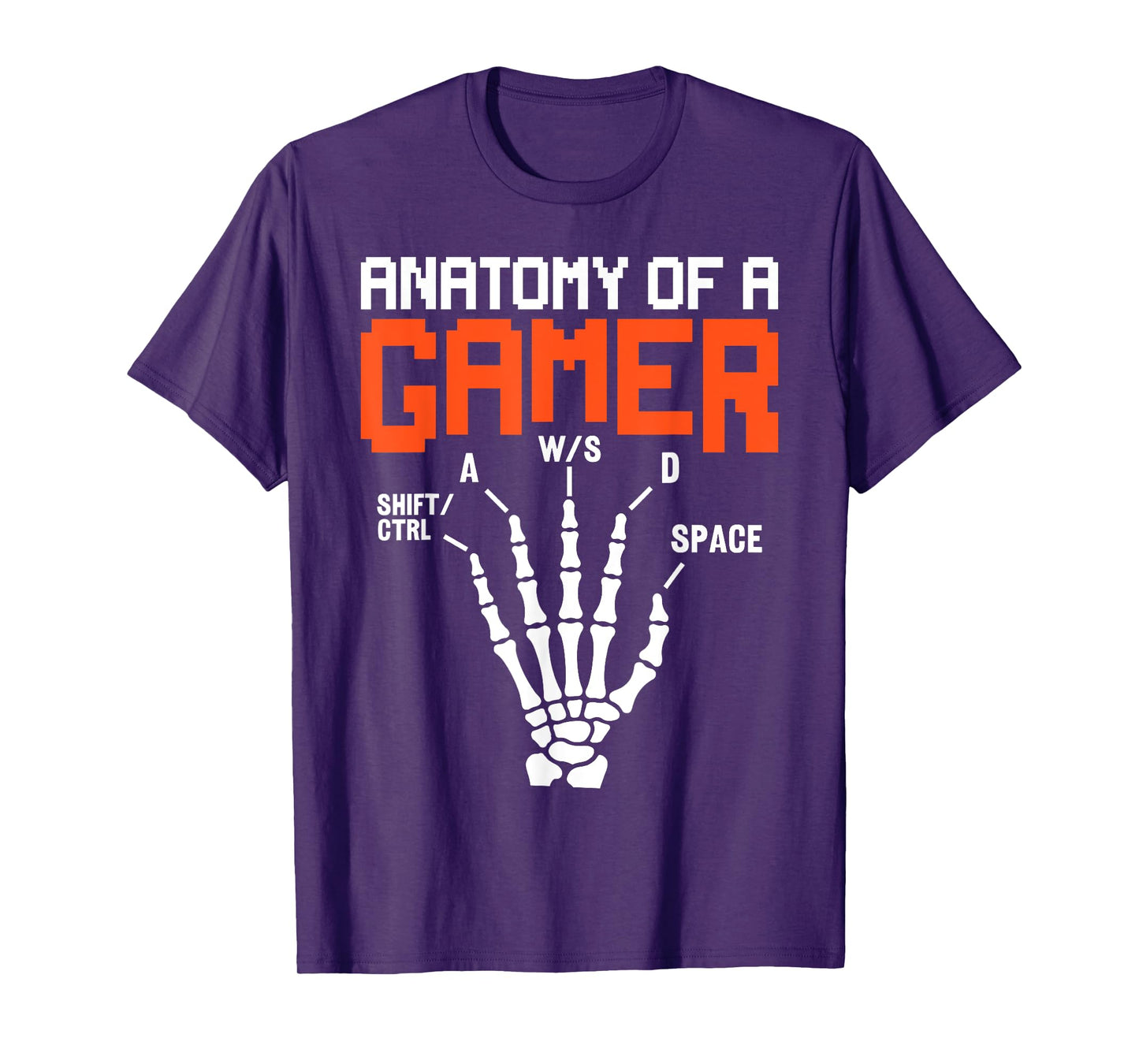 Funny Men Boys Kids Teens | Anatomy of A Gamer Skeleton Hand T-Shirt