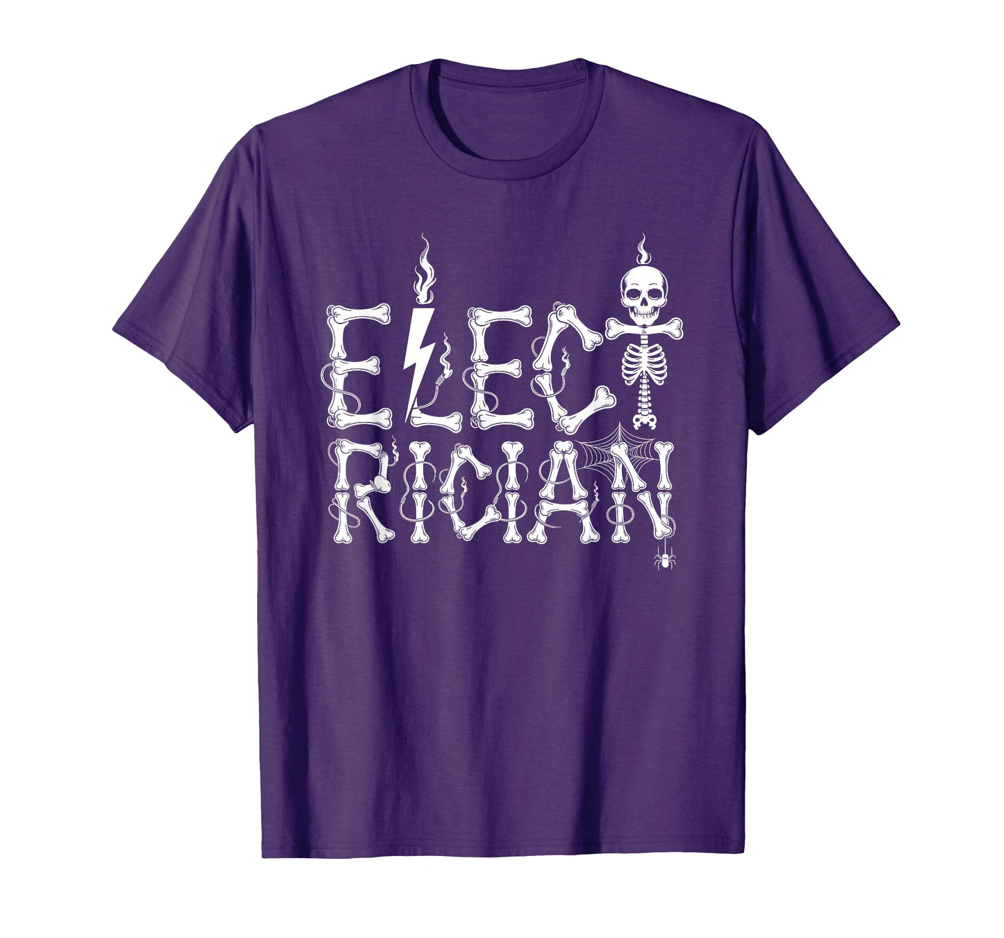 Electrician Skull and Bone Lettering Skeleton Halloween T-Shirt