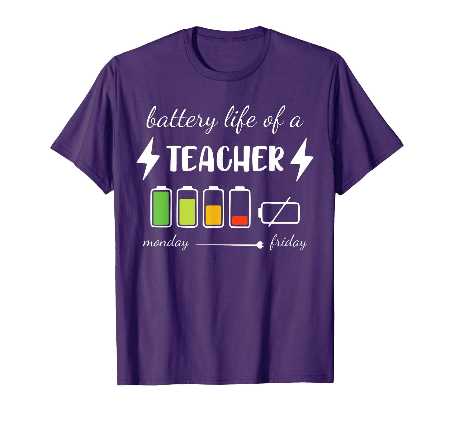 Battery Life Of A Teacher Monday Friday Teacher T-Shirt for Men Women