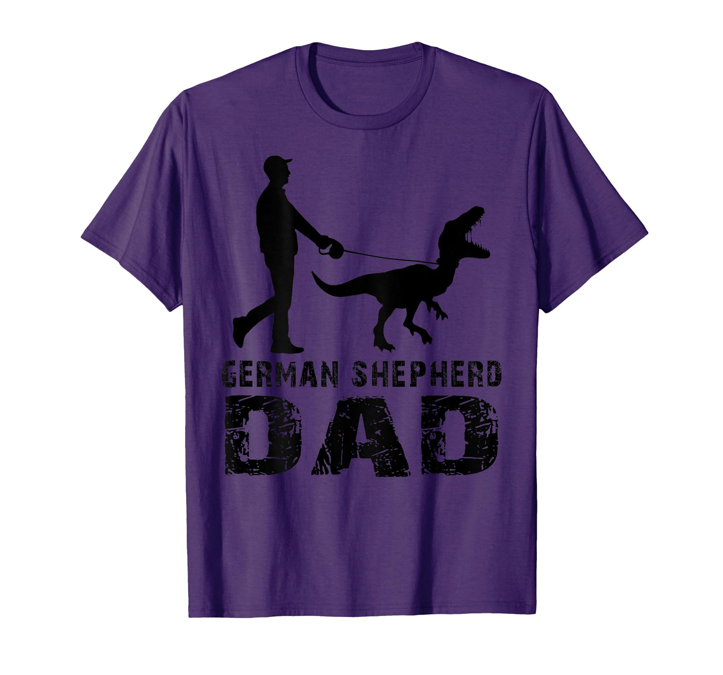 Funny Daddy Dinosaur German Shepherd Dad Father's Day (back) T-Shirt