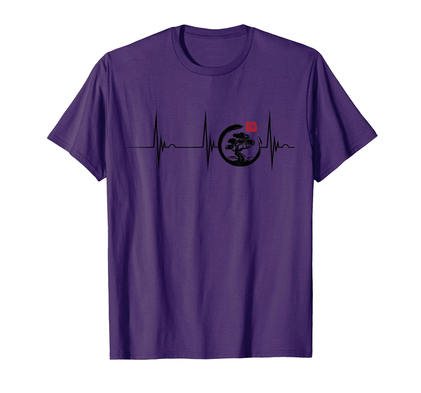 Bonsai Tree Japan Enso Circle Heartbeat ECG Pulse Bonsai Tree T-Shirt