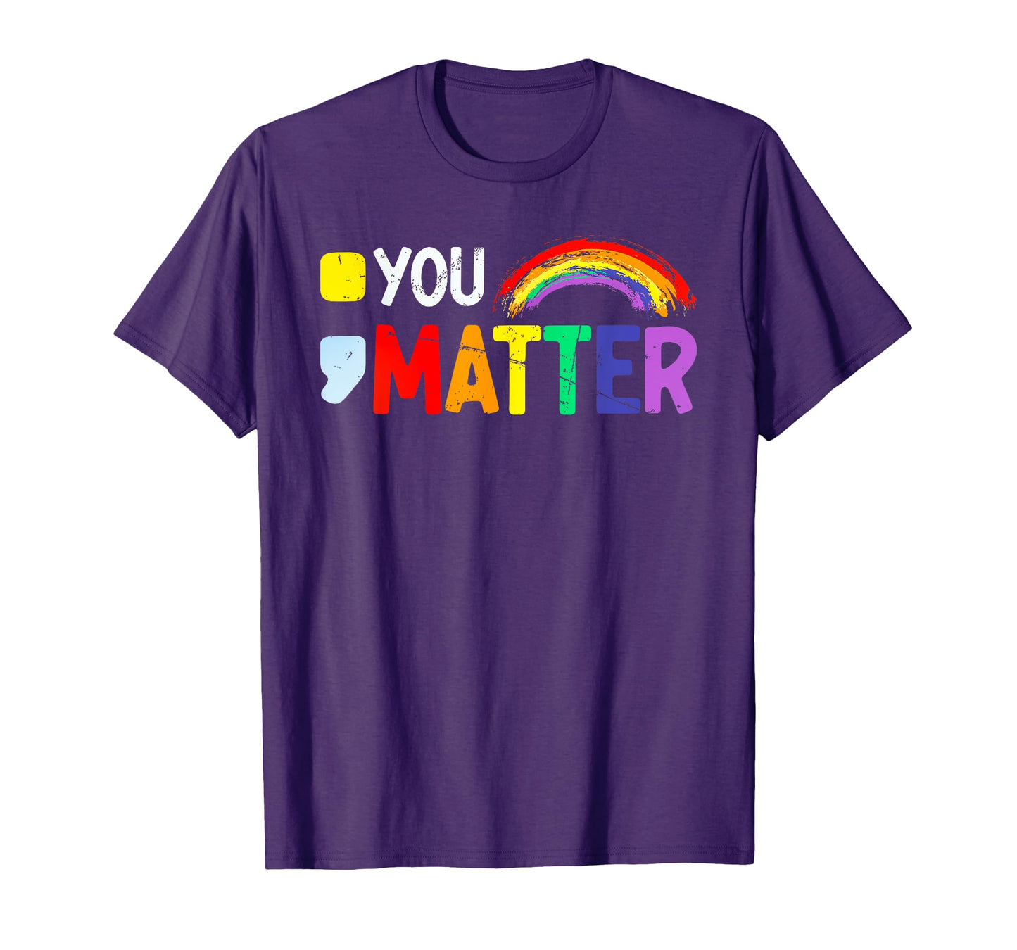 Semicolon You Matter Mental Health Rainbow T-Shirt