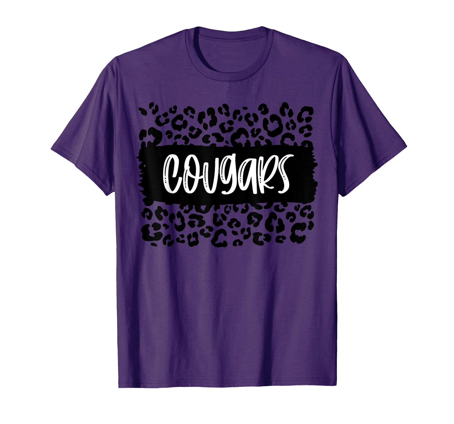 Cougars Team Mascot School Spirit Game Night Leopard Print T-Shirt