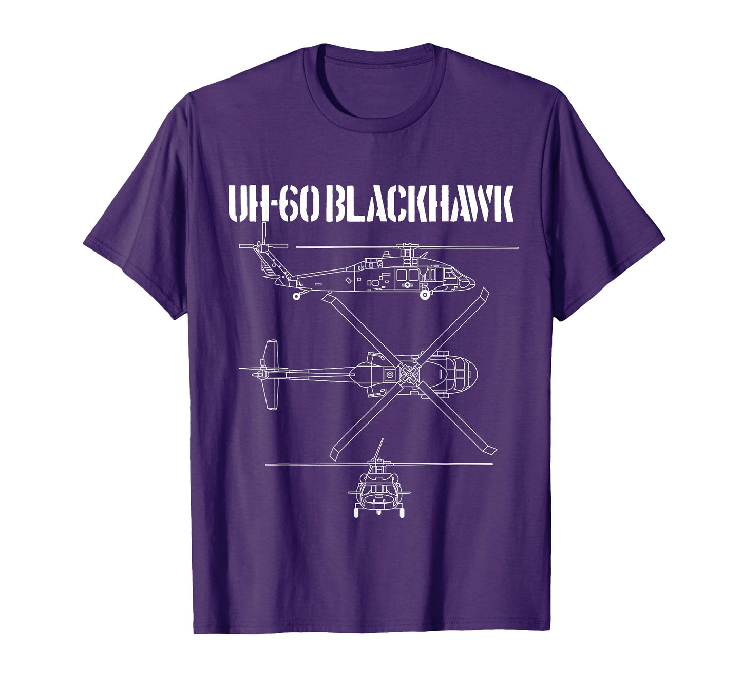 Blackhawk Schematic Military Helicopter UH-60 Blackhawk T-Shirt
