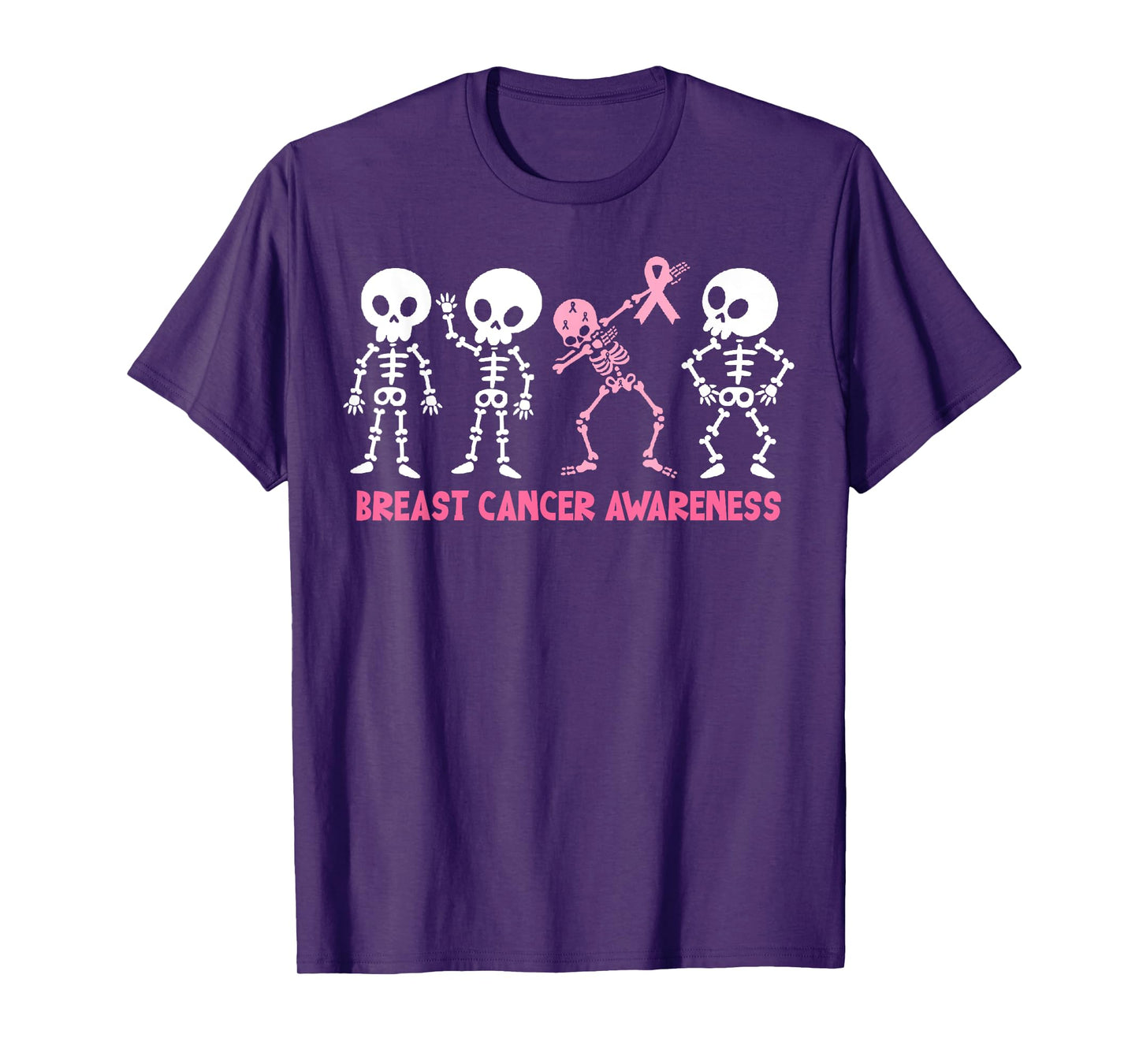 Pink Ribbon Breast Cancer Awareness Skeleton Women Men Kids T-Shirt