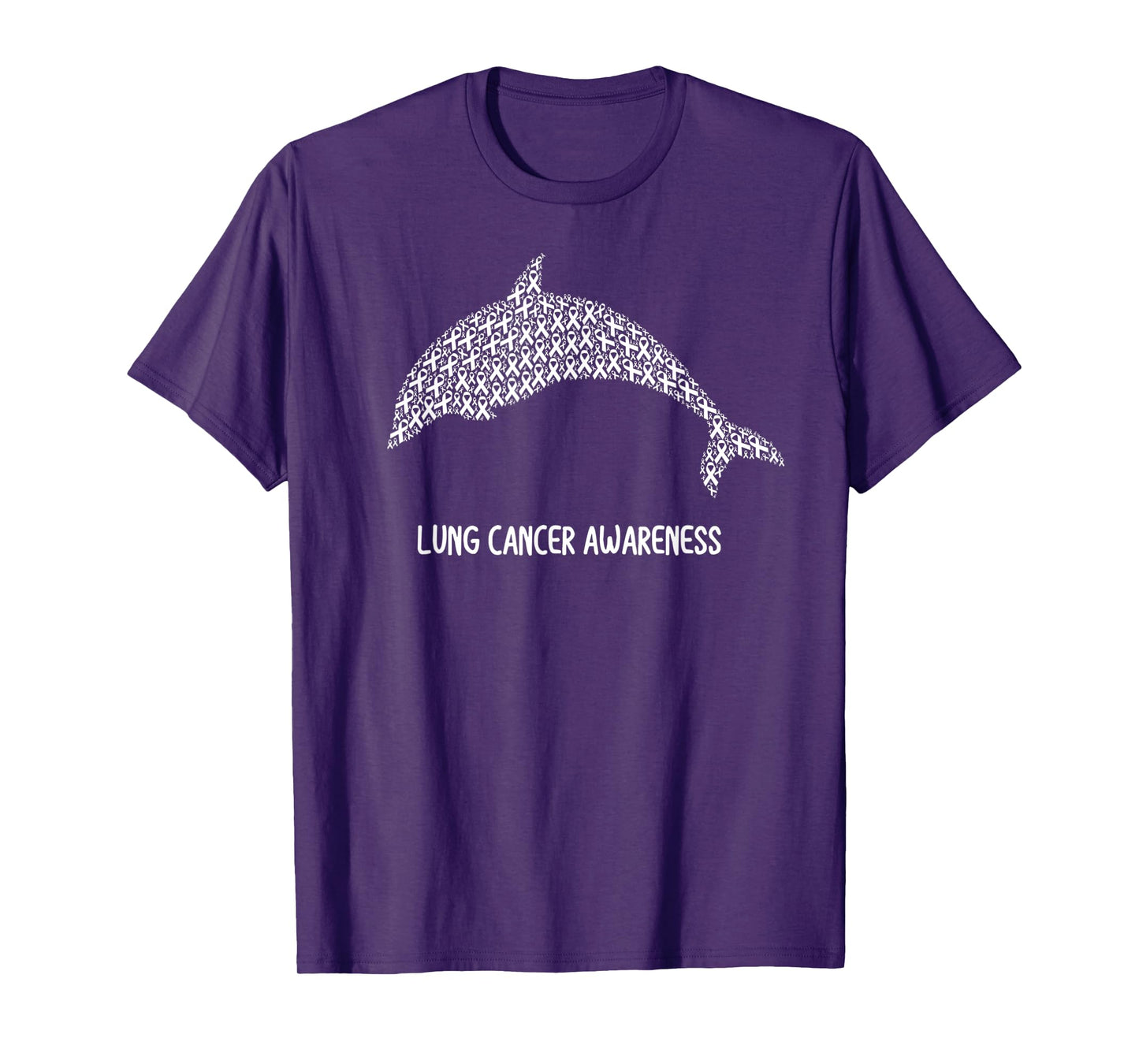 Lung Cancer Awareness White Ribbon Survivor - Fish Dolphin T-Shirt