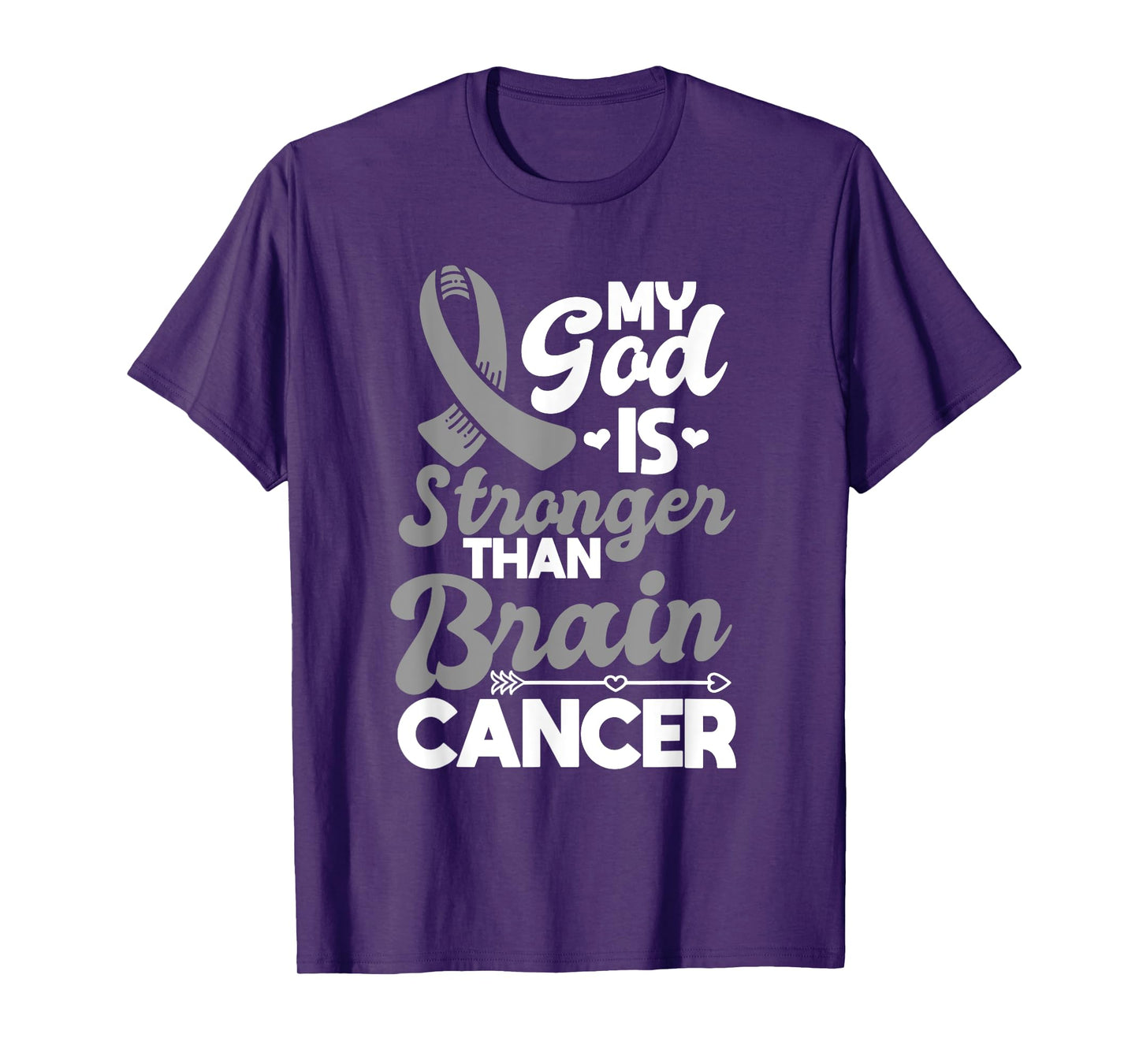 My God Is Stronger Than Brain Cancer Gray Awareness Ribbon T-Shirt