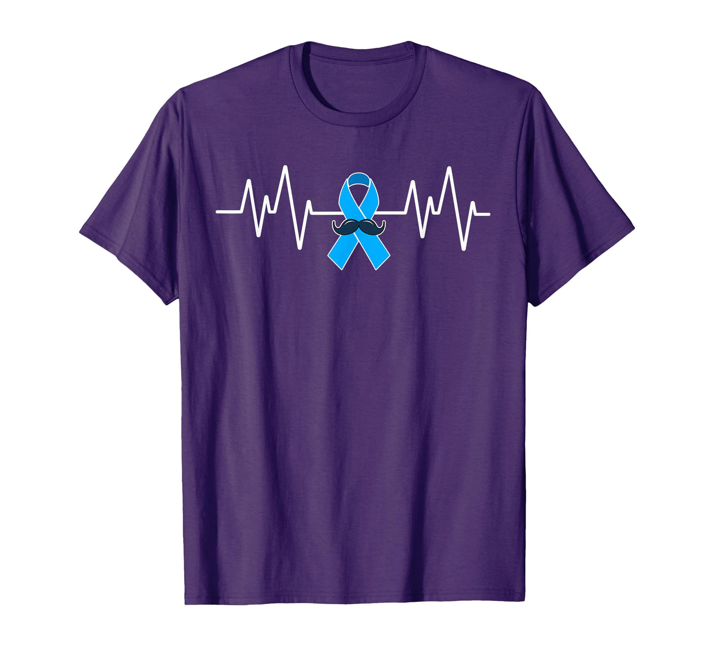Heartbeat Light Blue Ribbon Prostate Cancer Awareness T-Shirt
