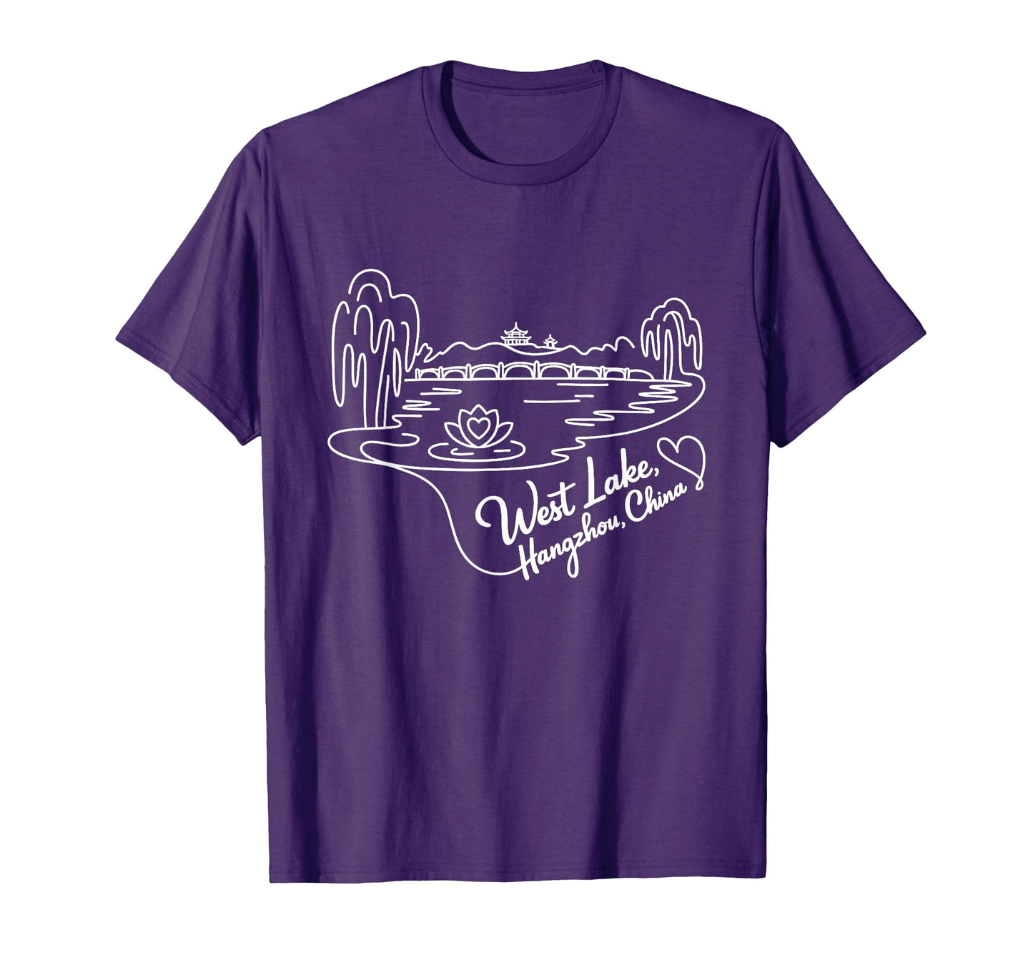 West Lake, Hangzhou, China Signature Heart Art Souvenir T-Shirt