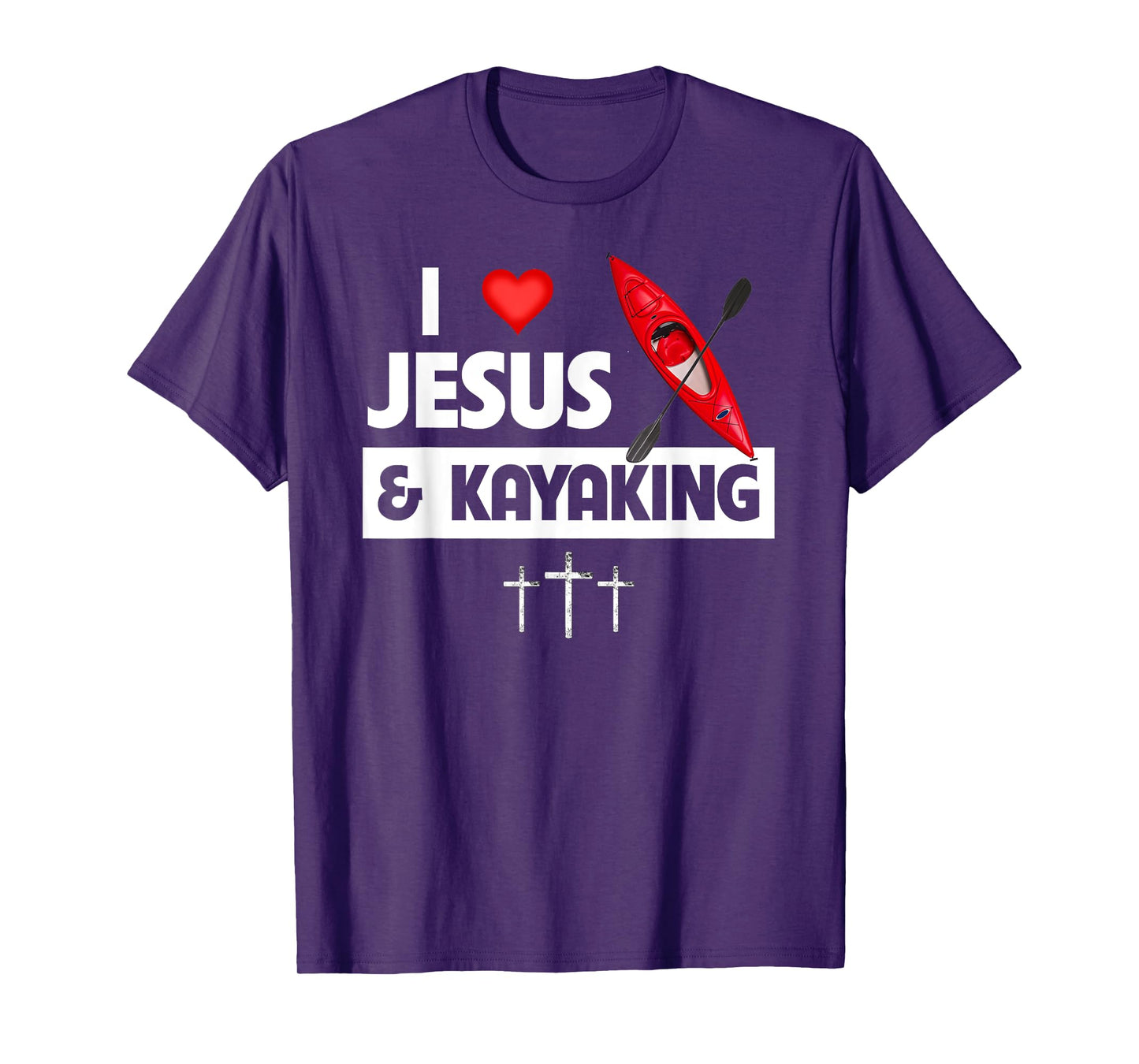 I Love Jesus and Kayaking Outdoors Kayak Ocean Lake River T-Shirt