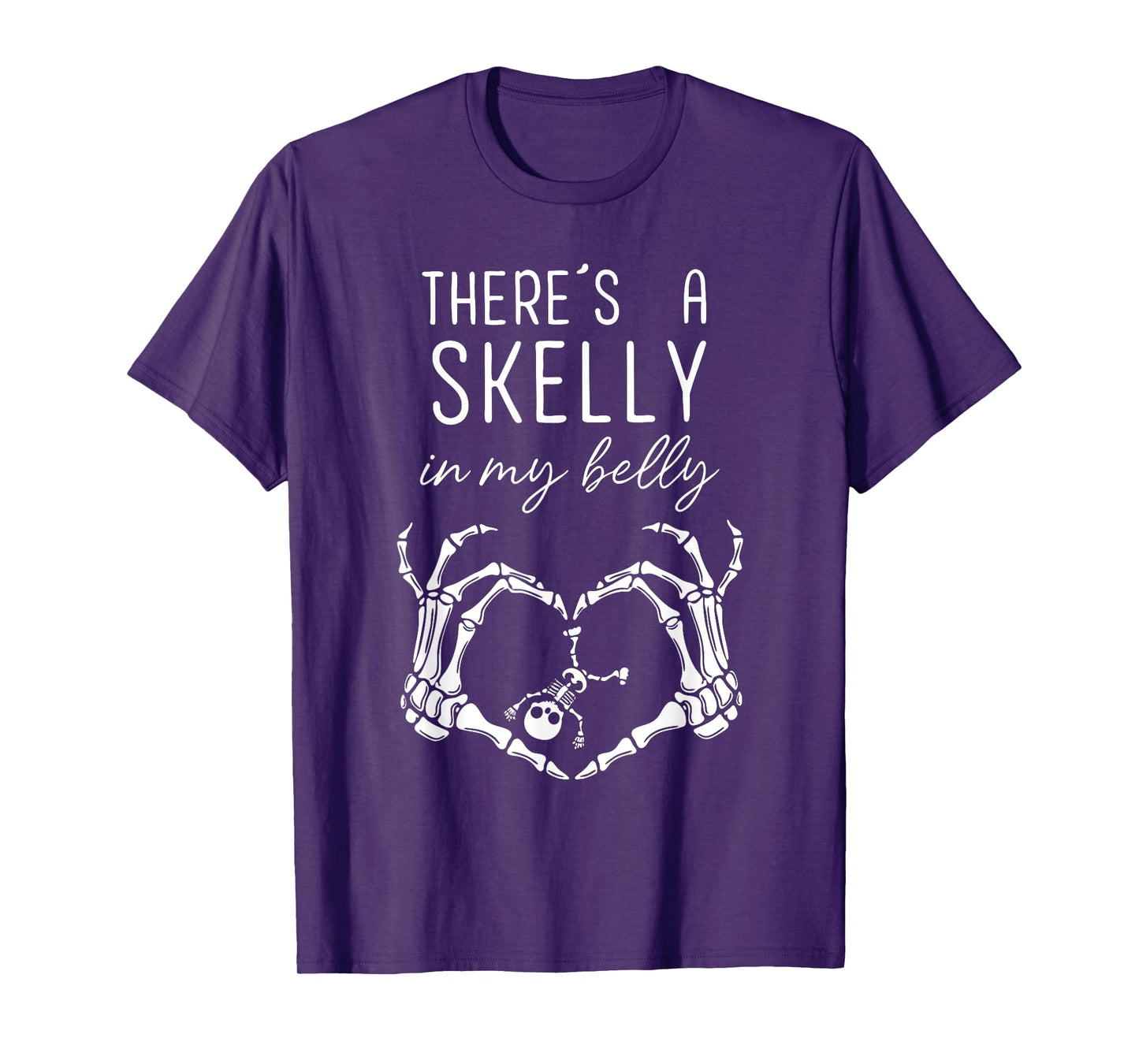 Funny Skeleton There's Skelly in My Belly Pregnant Halloween T-Shirt