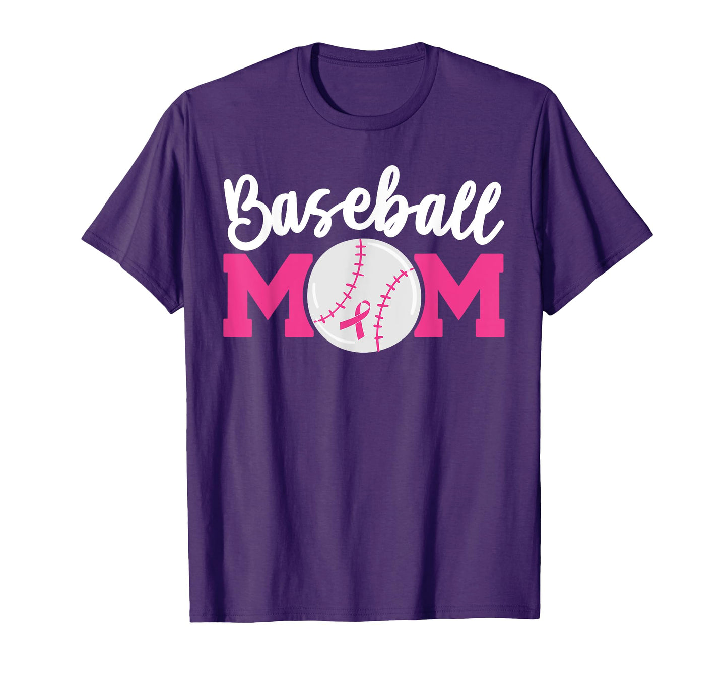 Baseball Mom Pink Ribbon Breast Cancer Awareness Fighters T-Shirt