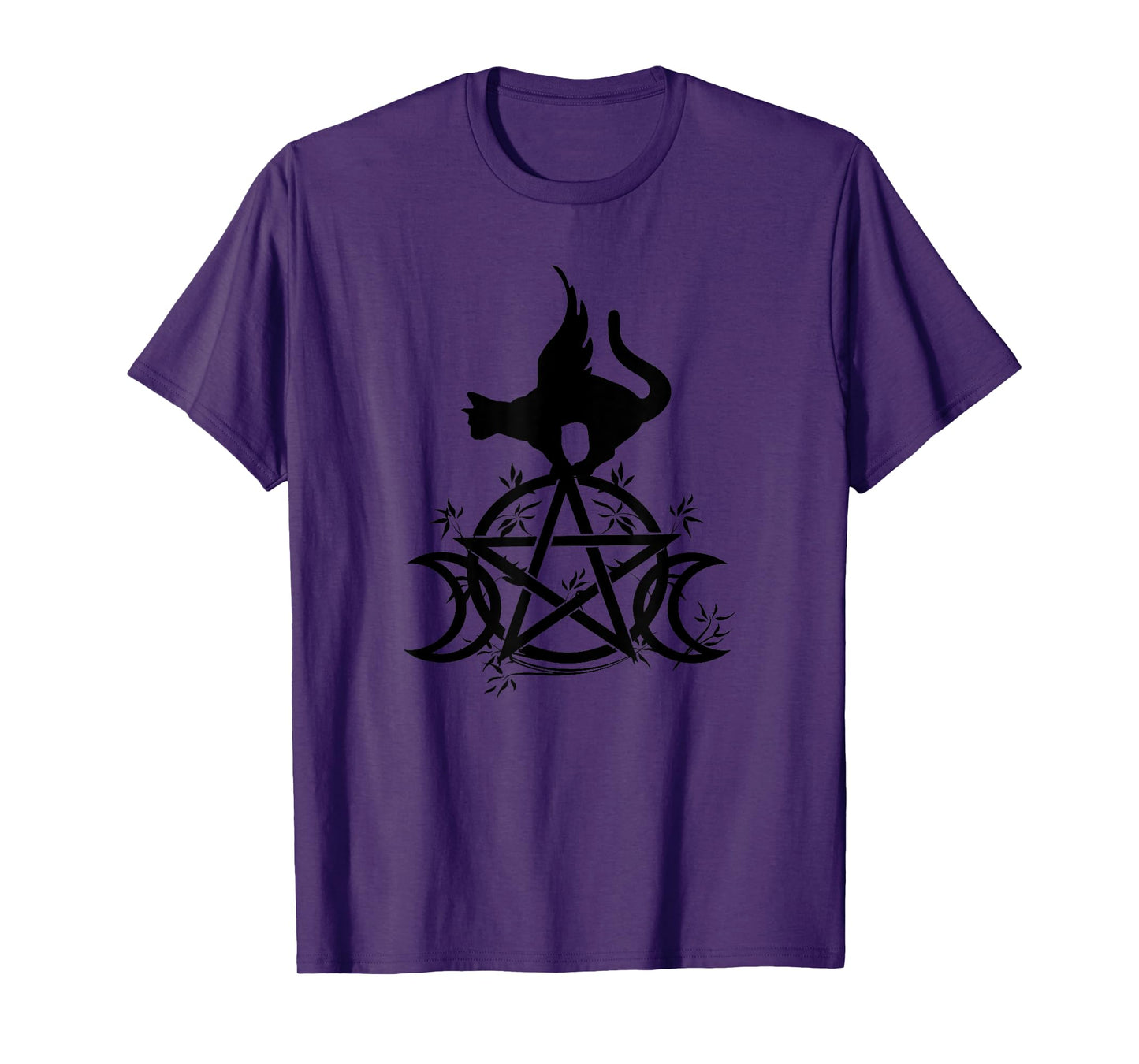 Triple Moon Witchcraft Shirts Winged Cat Moon Goddess Wicca T-Shirt