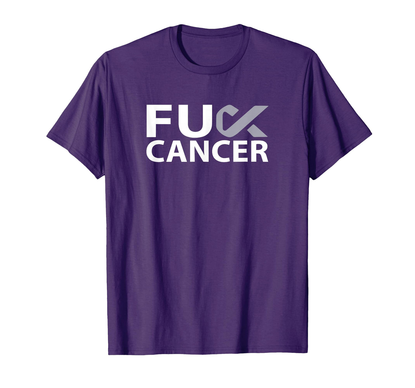 Fuck Brain Cancer F U FU Gray Ribbon Cancer Awareness T-Shirt