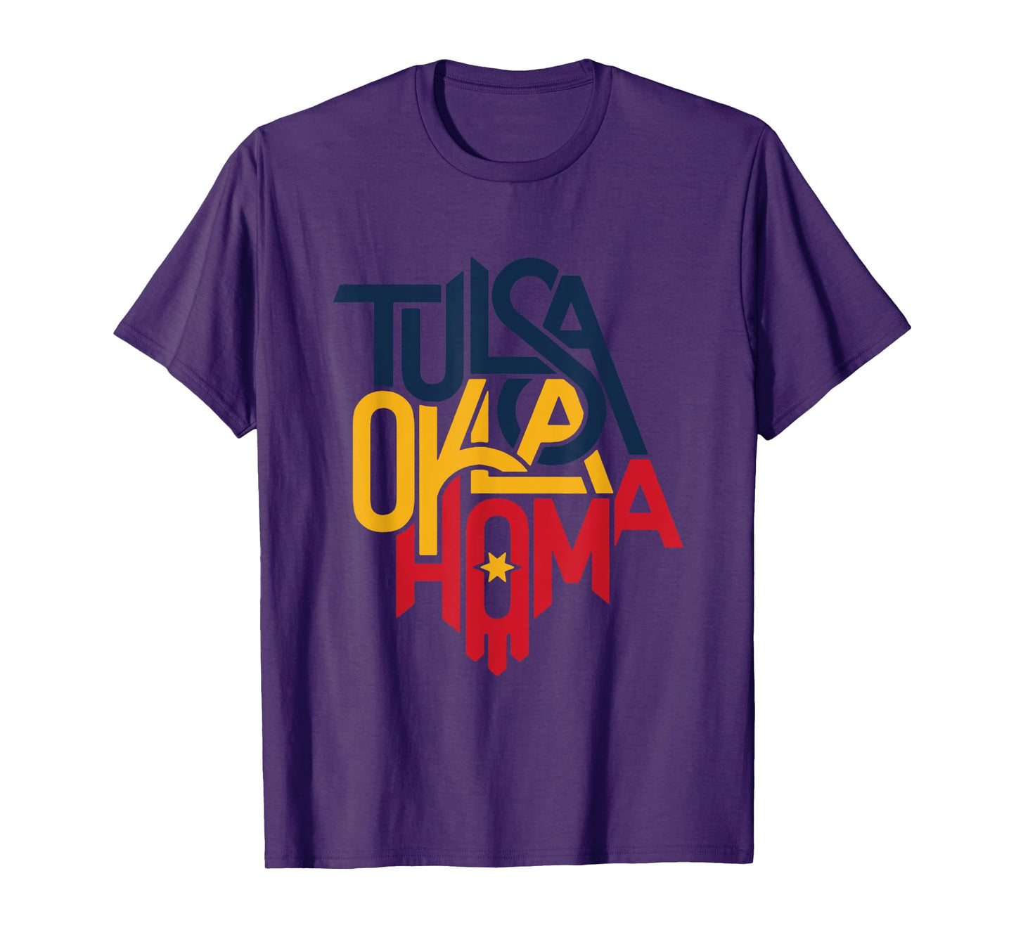 Colorful Tulsa Oklahoma Letters In Tulsa City Map Shape T-Shirt