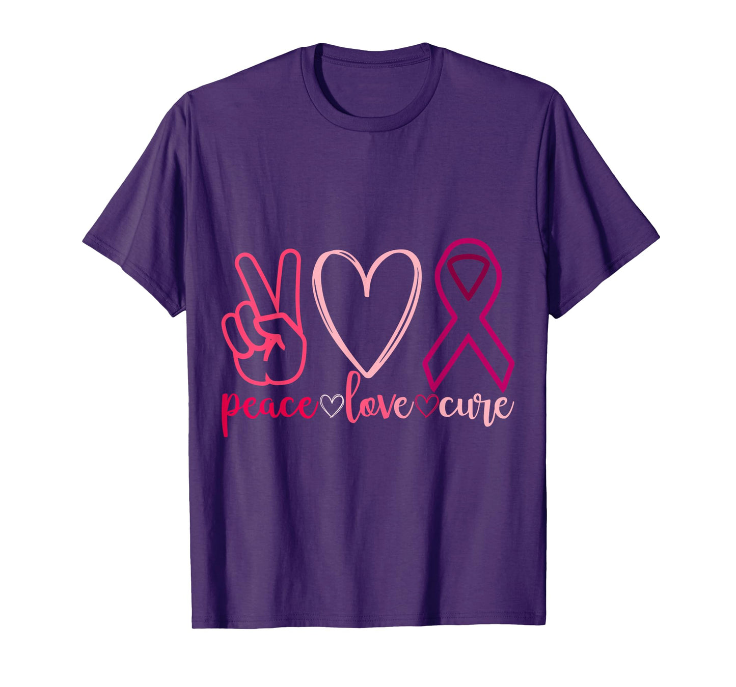 Peace Love Cure Breast Cancer Awarenes T-Shirt