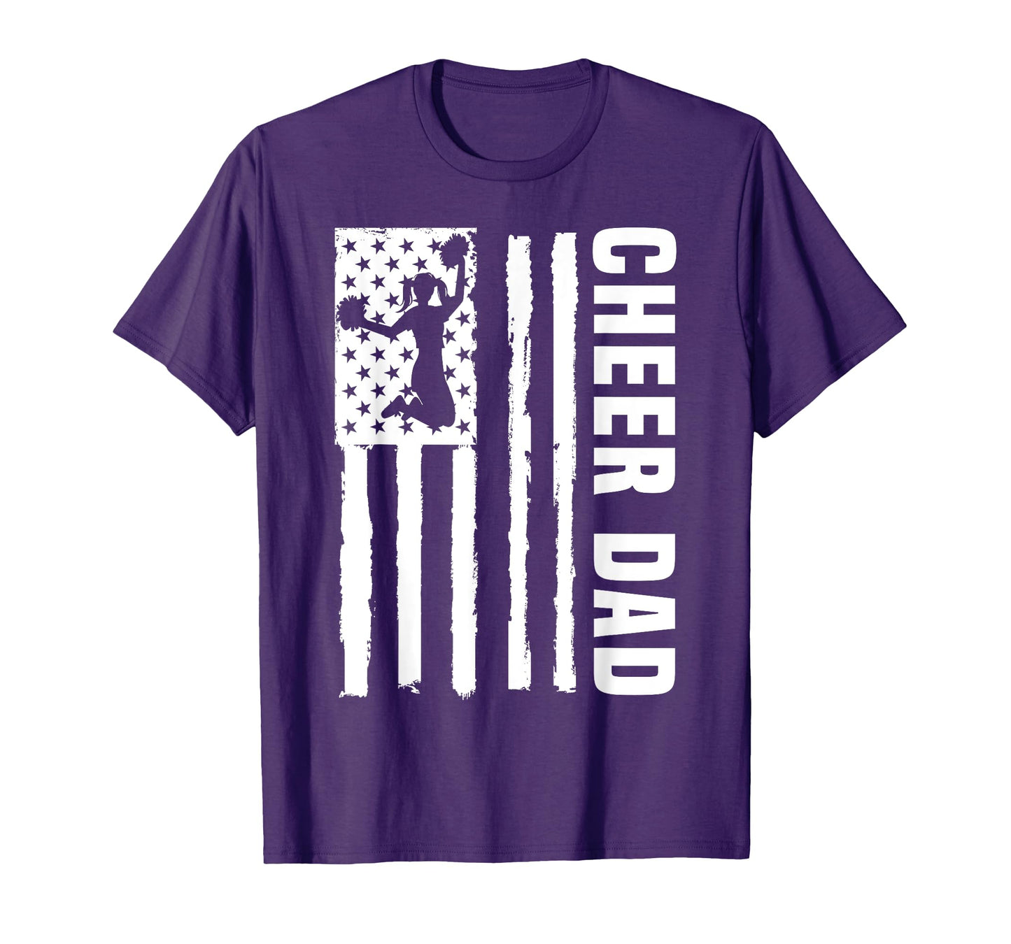 Cheer Dad Cheerleading American Flag Fathers Day Cheerleader T-Shirt