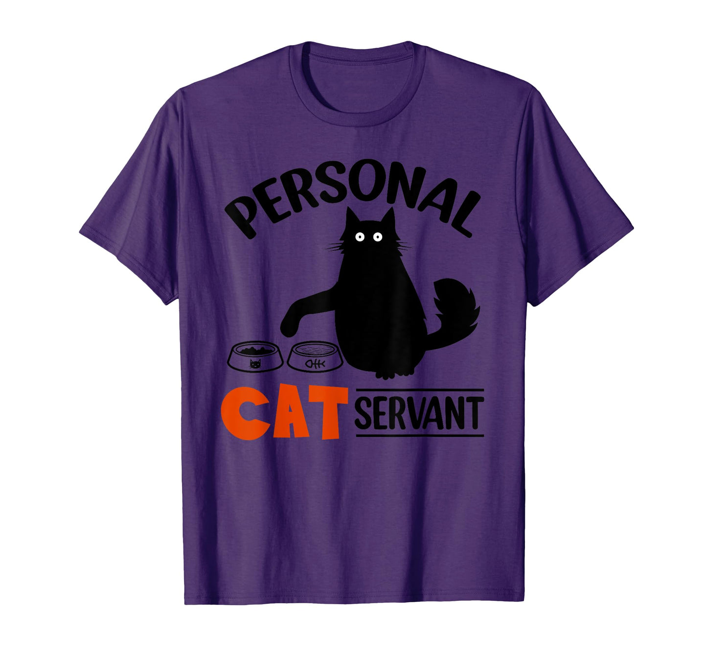 Funny Black Cat Personal Cat Servant T-Shirt for Men Women Girls Kids