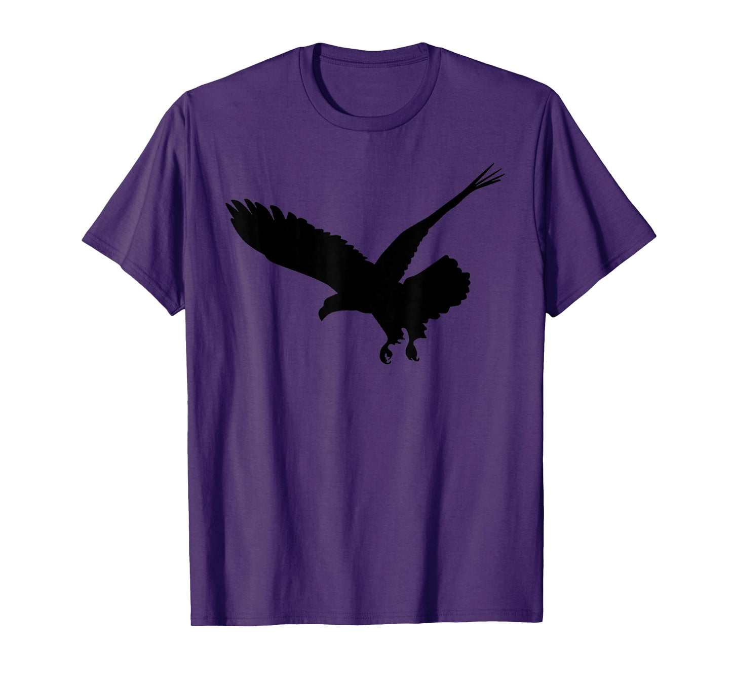 American Eagle Shirts Apparel Unisex Adult Grey Small Classic Fit Short Sleeve T-Shirt with Unique Graphic Art of Black Flying Eagle Bird Silhouette