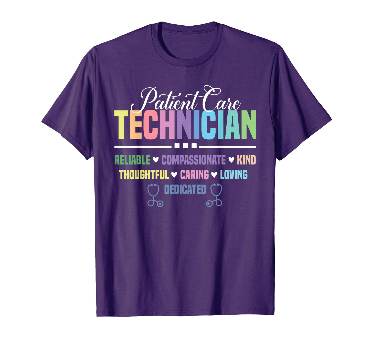 Patient Care Technician Heart Stethoscope PCT T-Shirt