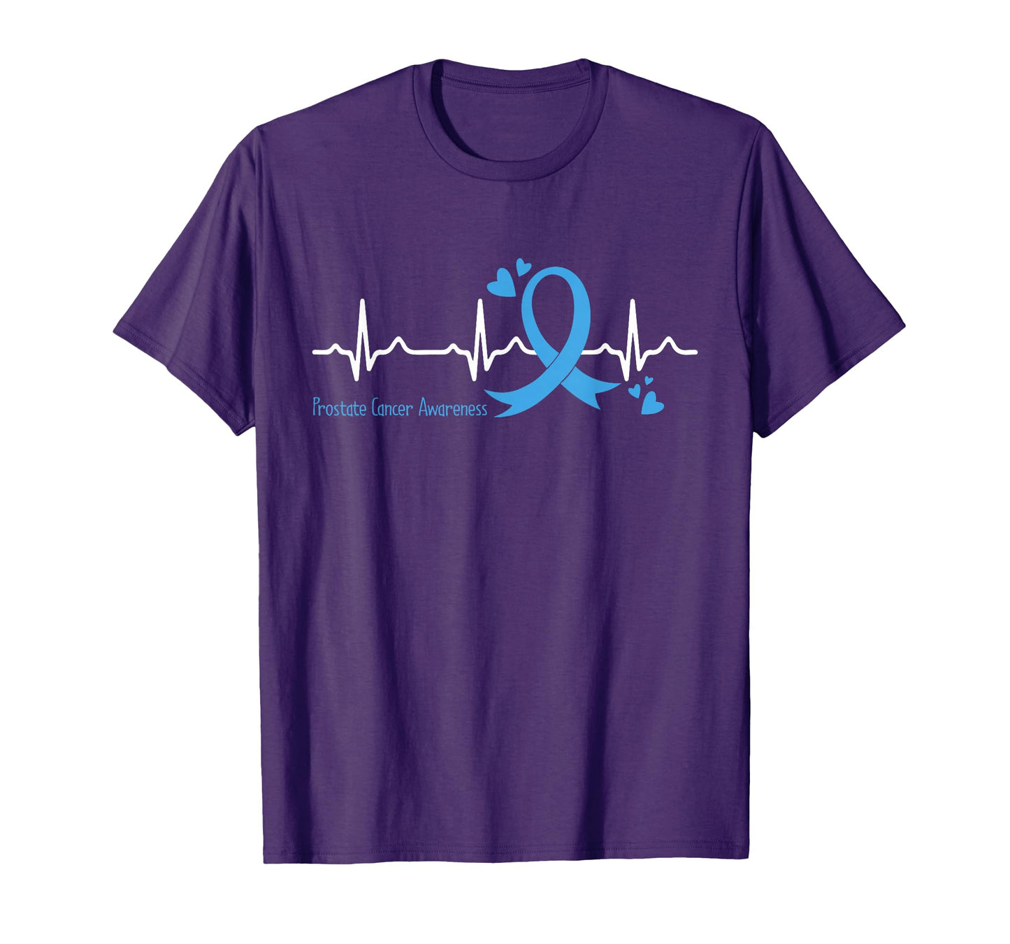 Heartbeat Light Blue Ribbon Prostate Cancer Awareness T-Shirt