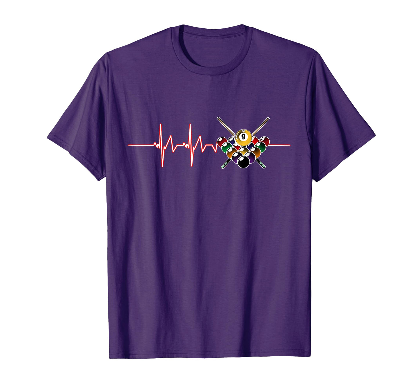 Billiard 9-Ball Pool Player Billiard Cue Sports Heartbeat T-Shirt