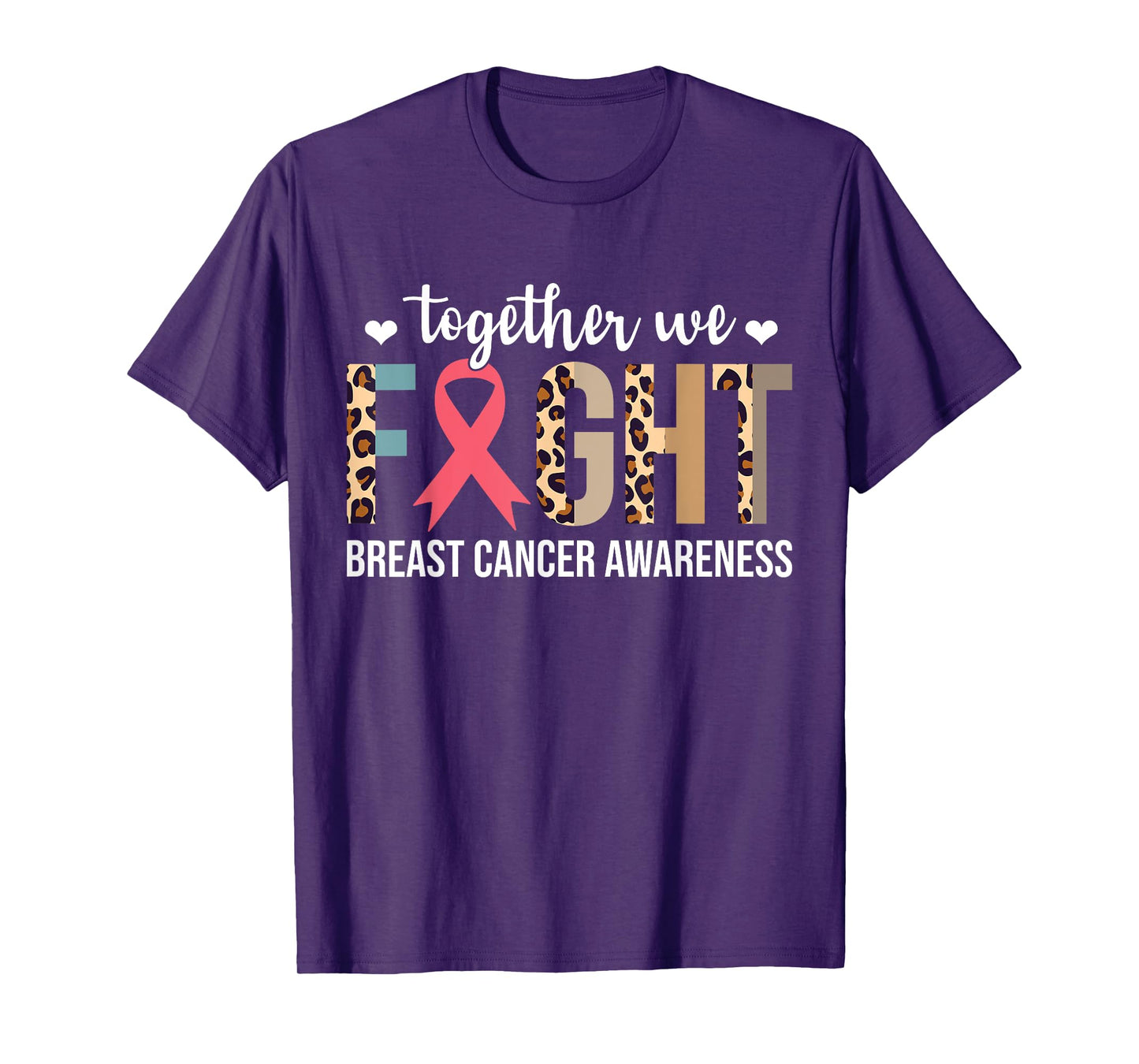 Together We Fight Breast Cancer Awareness Leopard Warrior T-Shirt