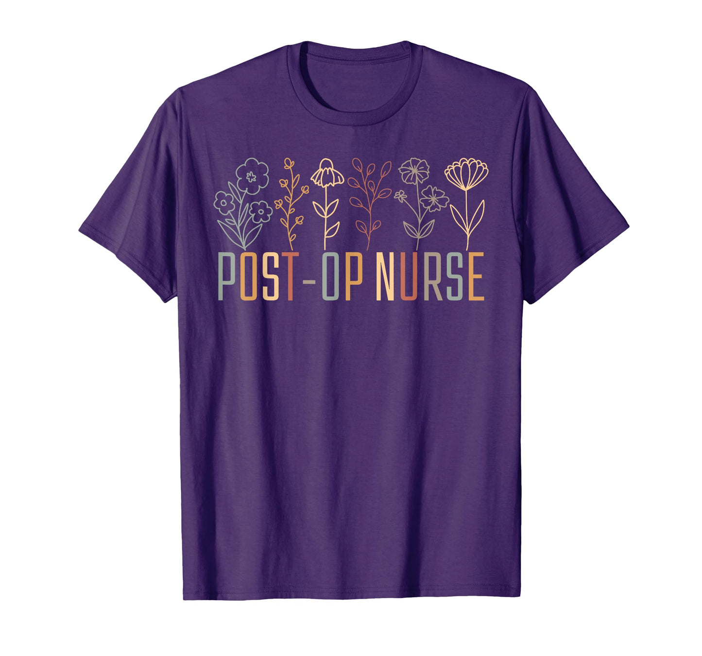 Retro Wildflowers Post-OP Nurse Post Anesthesia Surgical T-Shirt