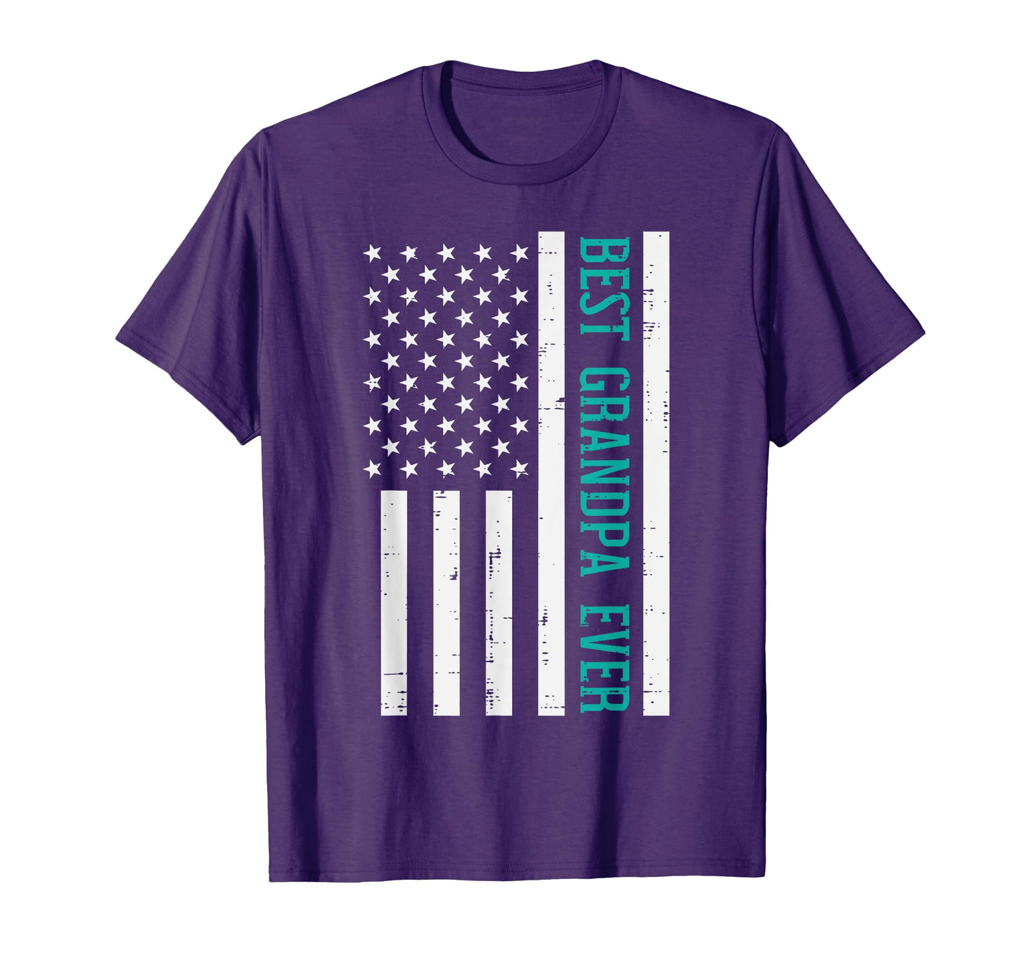 Best Grandpa Ever US Flag Vintage Fathers Day Patriotic Women Men T-Shirt