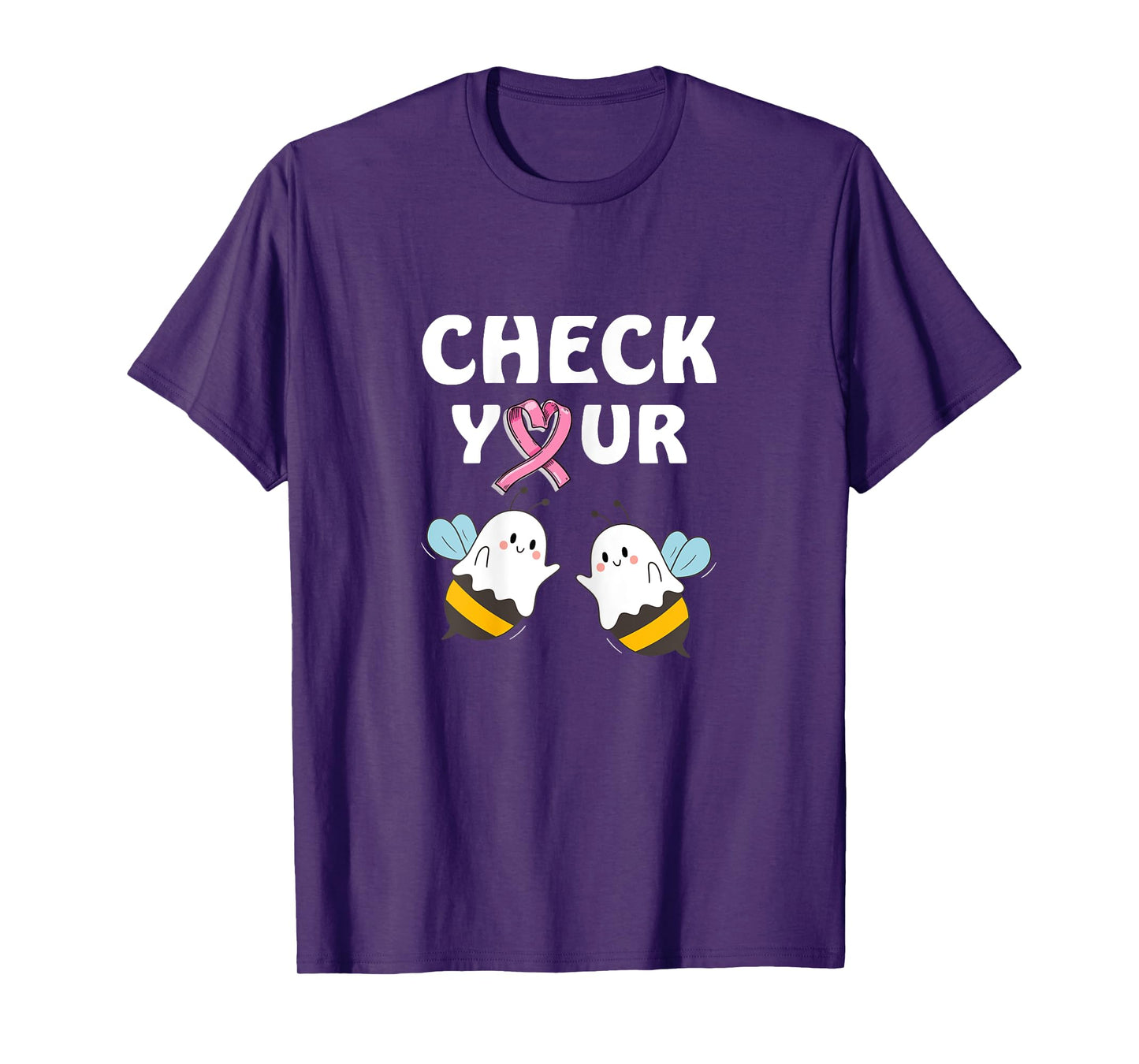 Pink Halloween Check Your Boo Bees T-Shirt