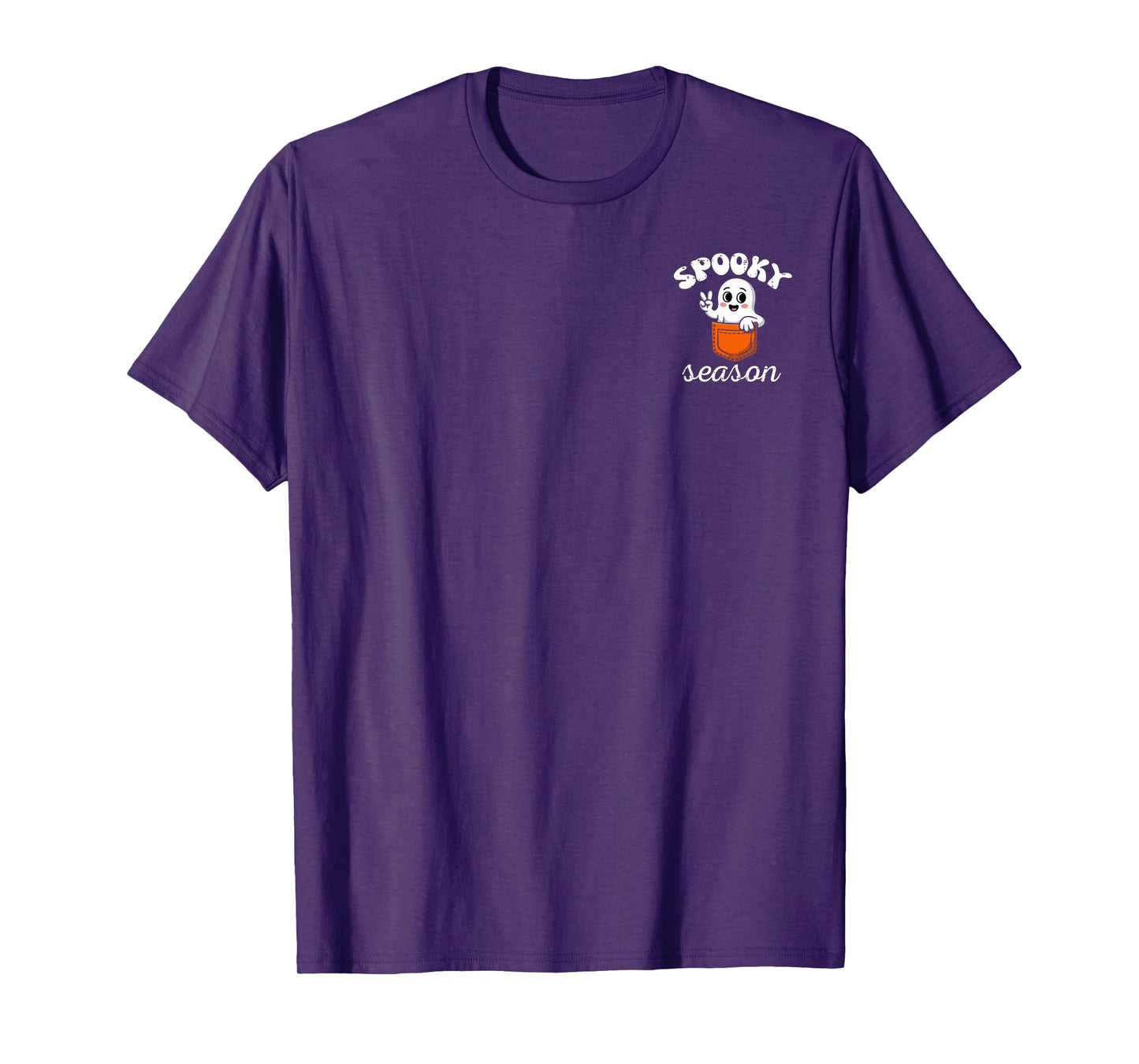 Halloween Ghost Spooky Season Costume Pocket Men Women Kids T-Shirt