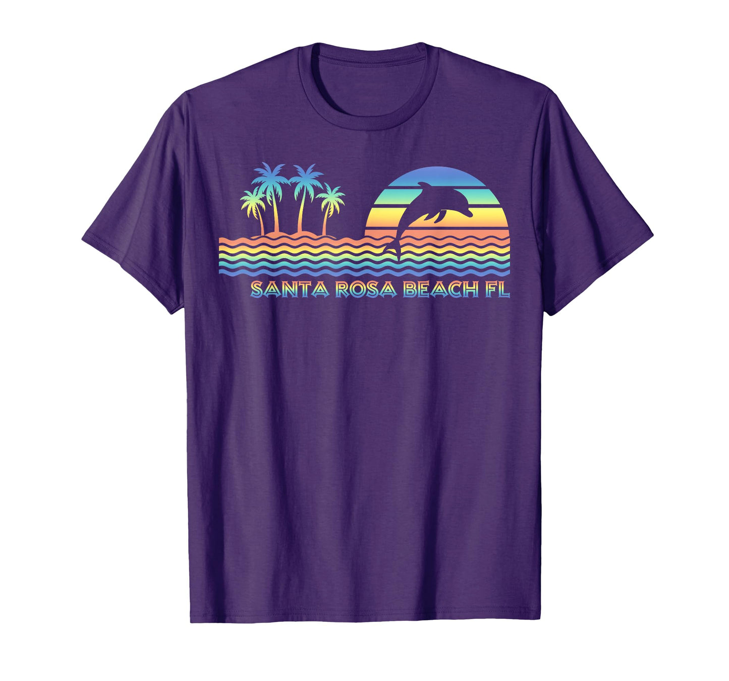 Vintage Santa Rosa Beach FL Retro Dolphin Lover Souvenir T-Shirt
