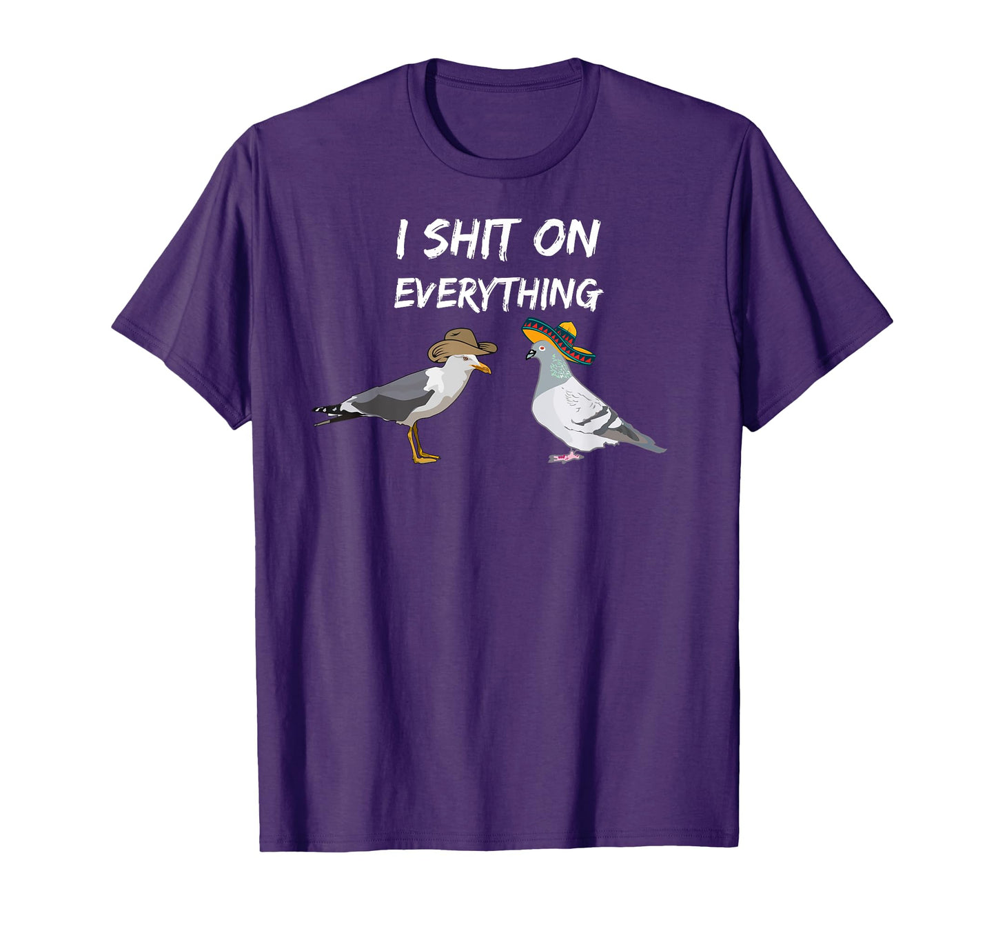 Funny Pigeon birds with sombrero and Seagull cowboy hat fun T-Shirt