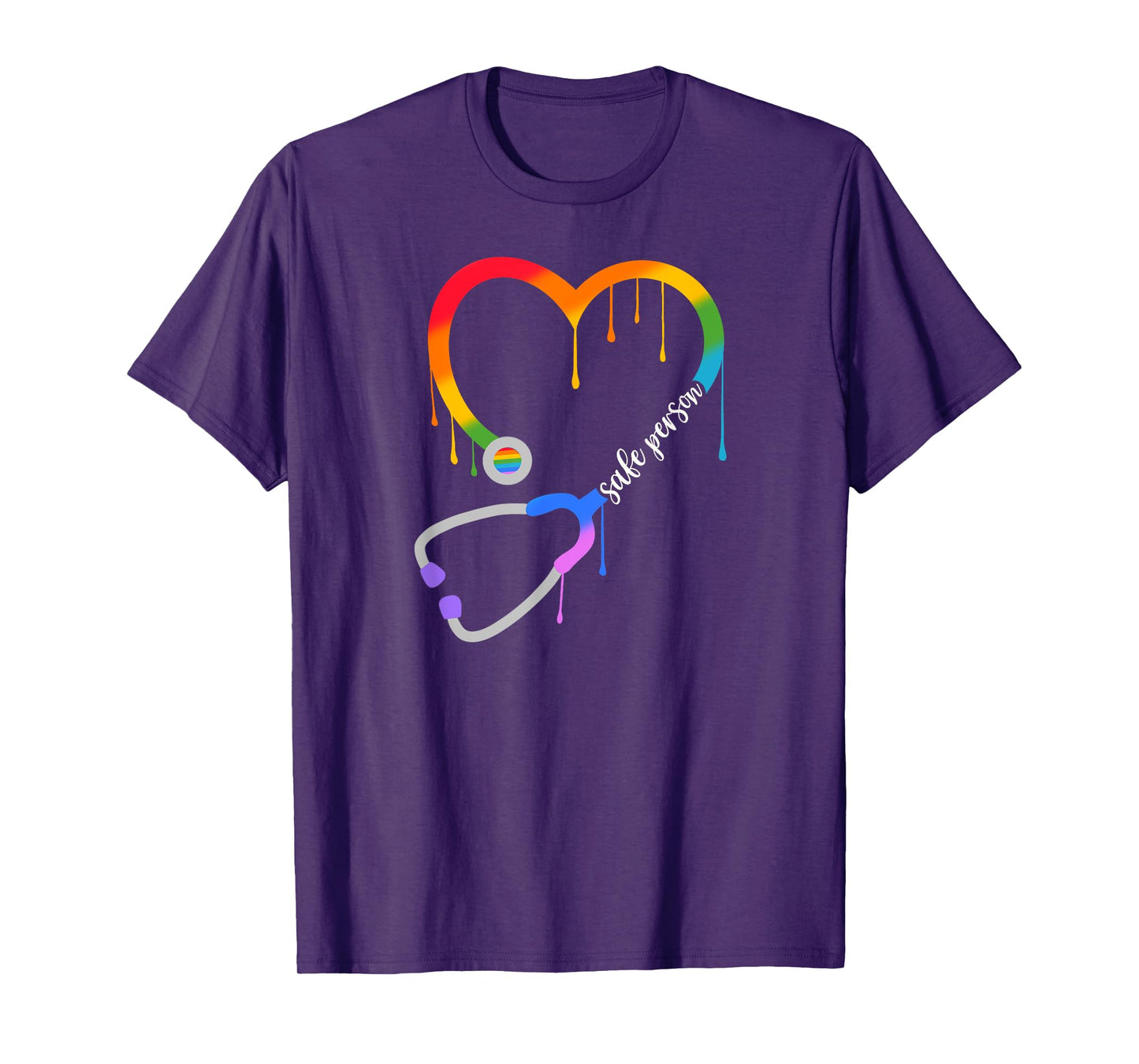 Safe Person, Heart Stethoscope, Nurse CNA Doctor, LGBTQ Ally T-Shirt