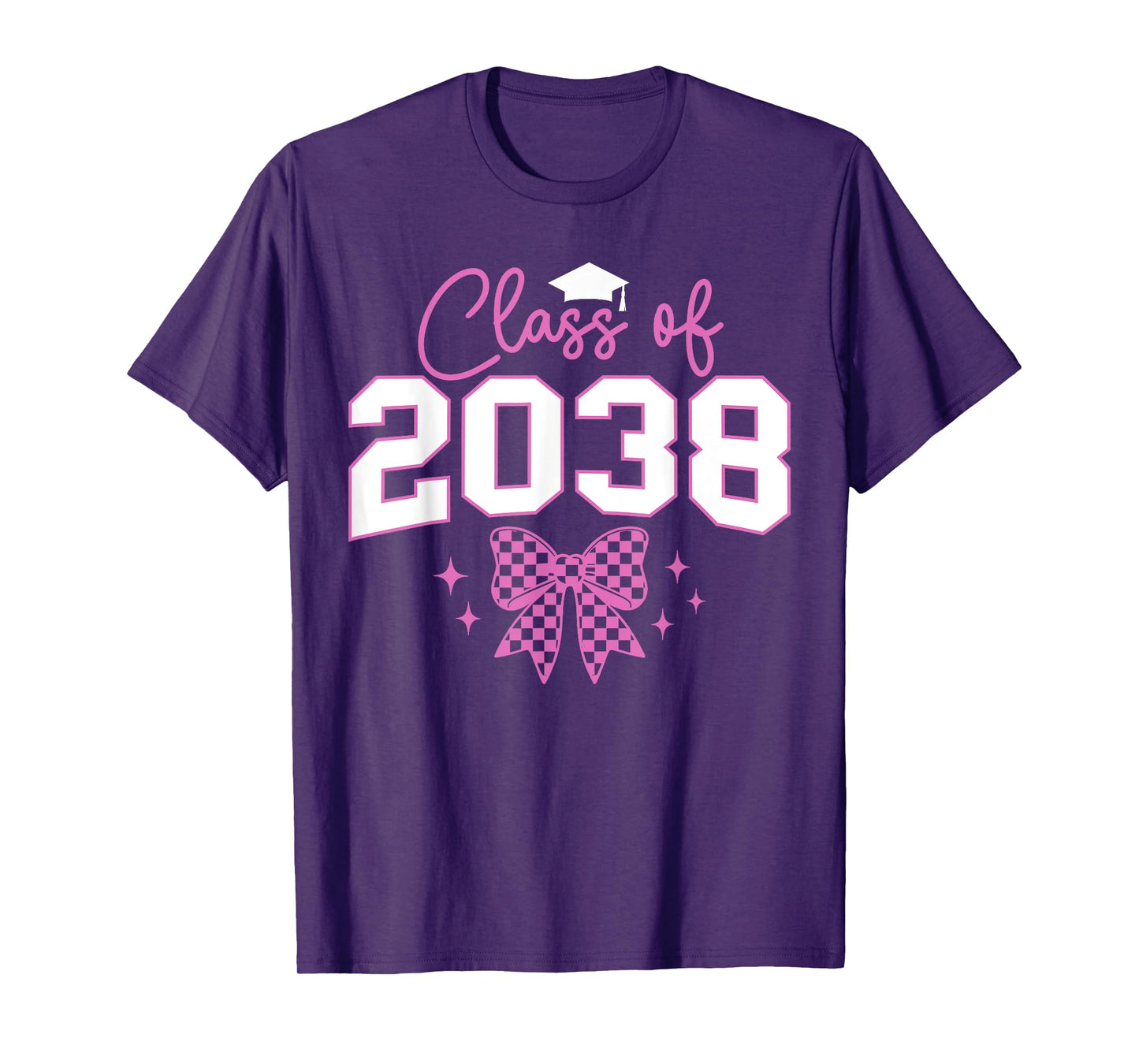 Class of 2038 Grow With Me Kindergarten Pink Coquette Bow T-Shirt