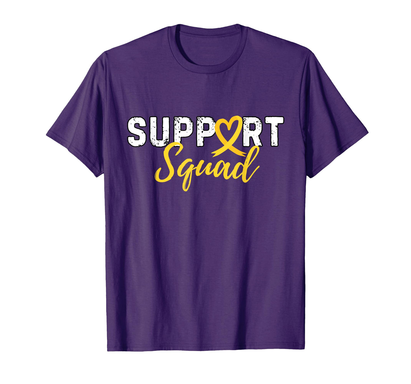 Support Squad Sarcoma Cancer Love Heart Yellow Ribbon Retro T-Shirt