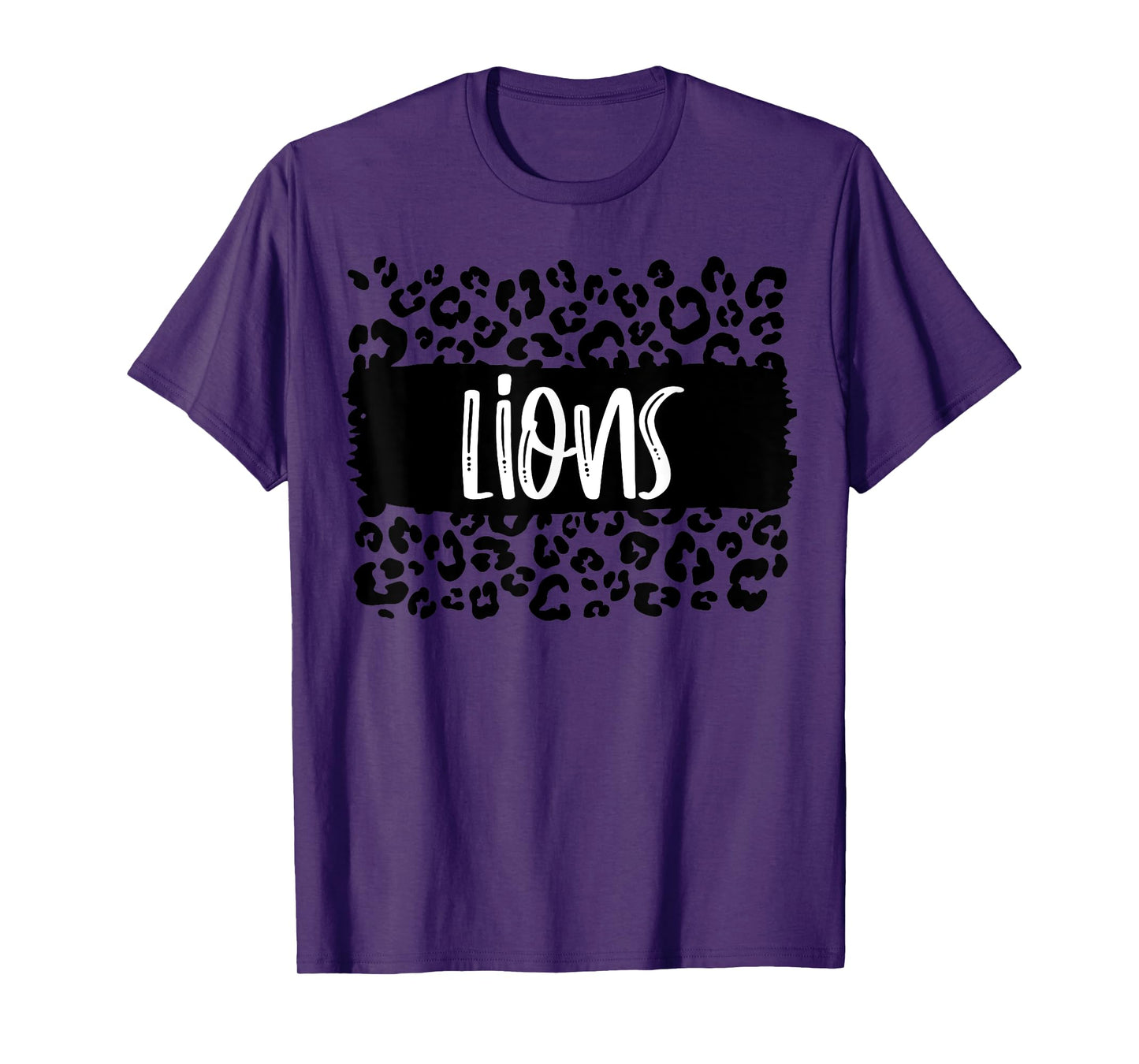 Lions Team Mascot School Spirit Game Night Leopard Print T-Shirt