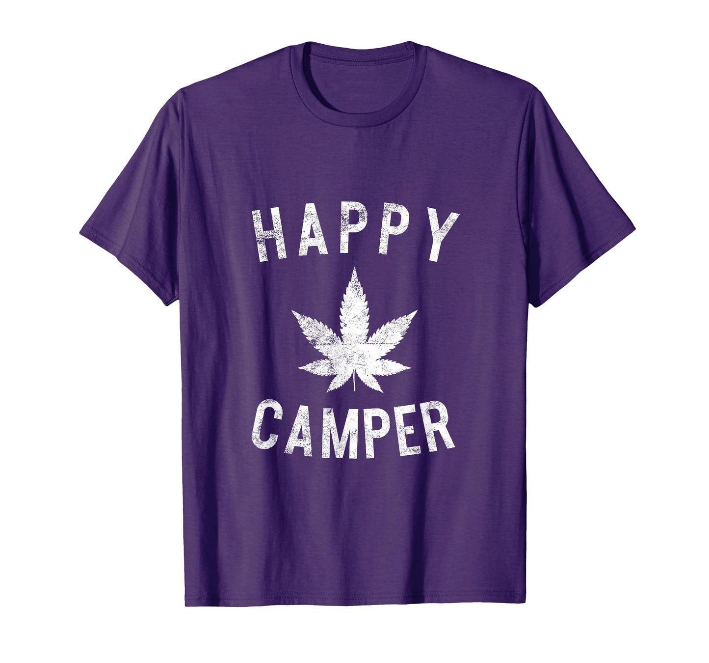 Happy Camper Weed Marijuana Leaf Camping Hiking Smoking Pot T-Shirt