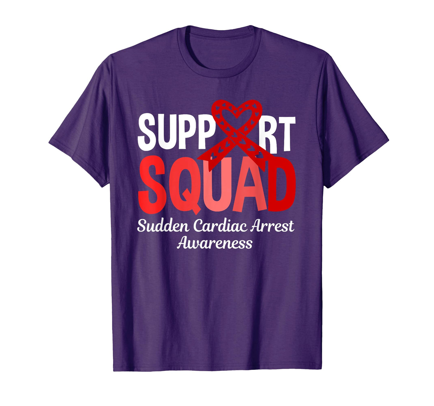 Support Squad Sudden Cardiac Arrest Awareness Red Ribbon T-Shirt