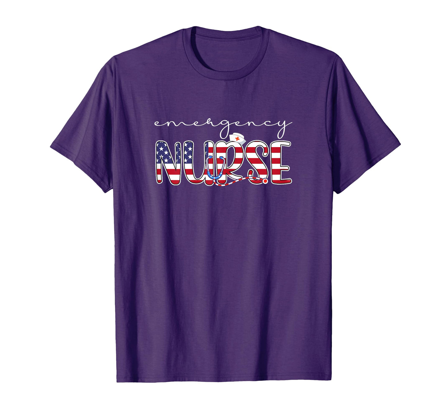 Emergency Nurse American Flag Patriotic Er Nurse 4th Of July T-Shirt for Women
