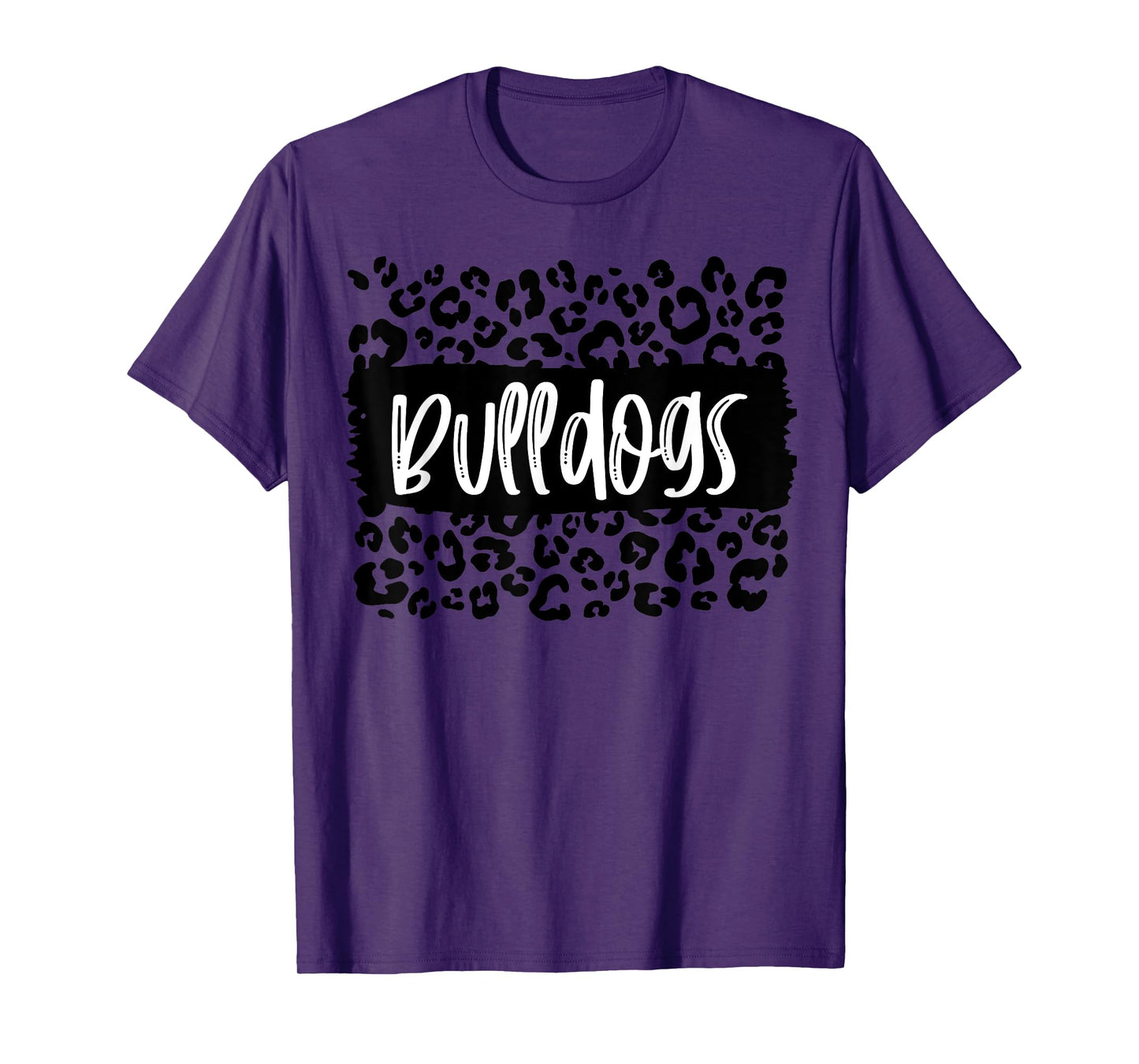 Bulldogs Team Mascot School Spirit Game Night Leopard Print T-Shirt