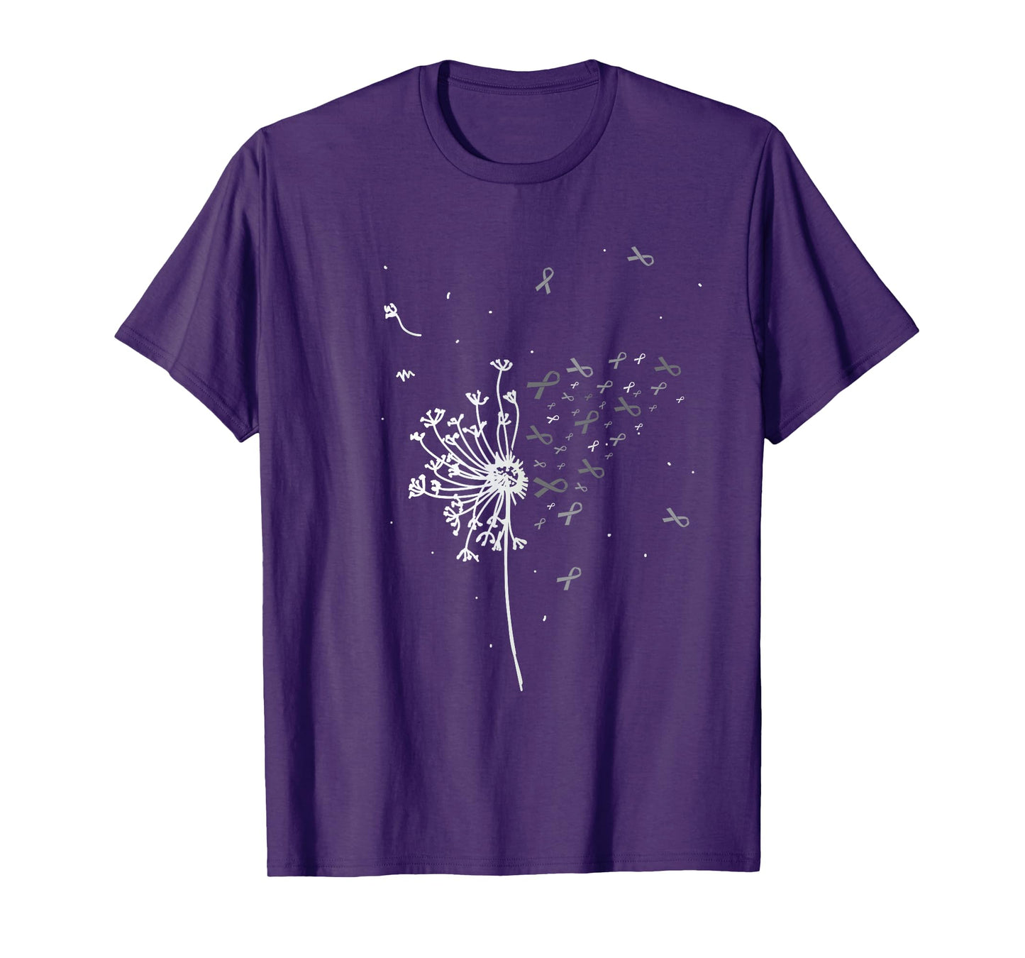 Dandelion Gray Ribbon Tumor Brain Cancer Awareness Gifts T-Shirt