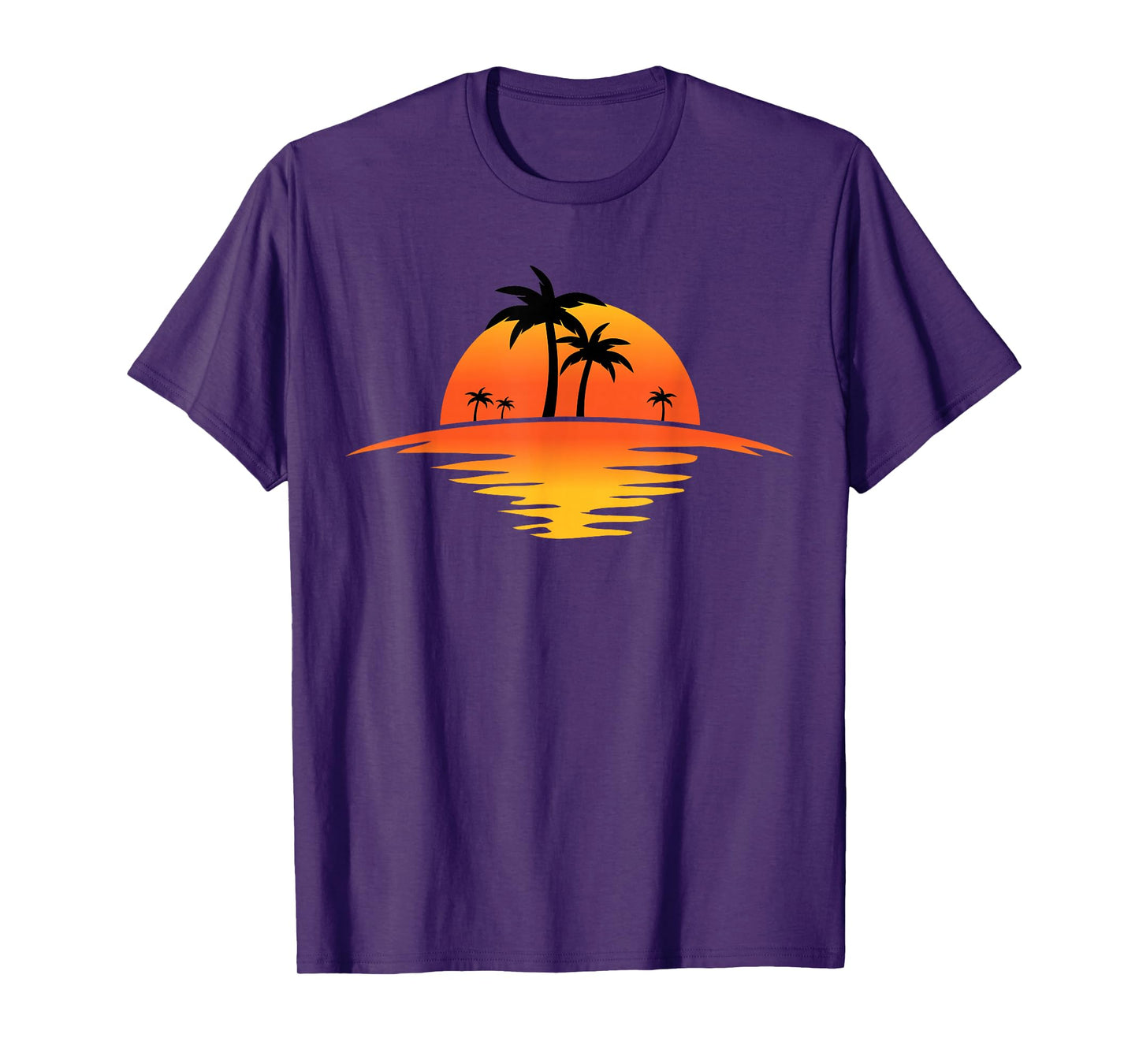 Sunset Beach Silhouette Tropical Palm Tree Sunny Lover Gift T-Shirt